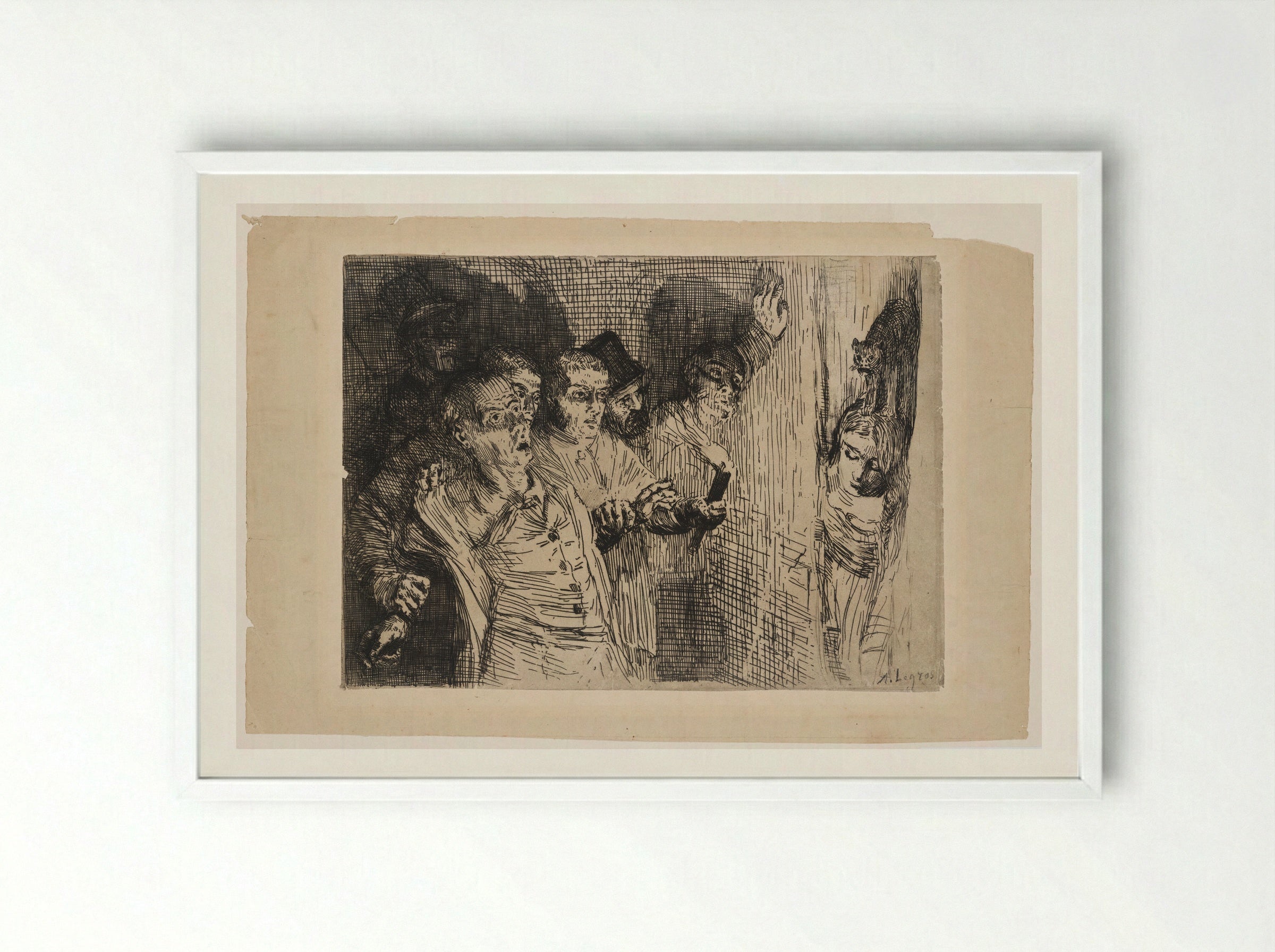The Black Cat - Alphonse Legros - Framed Print White