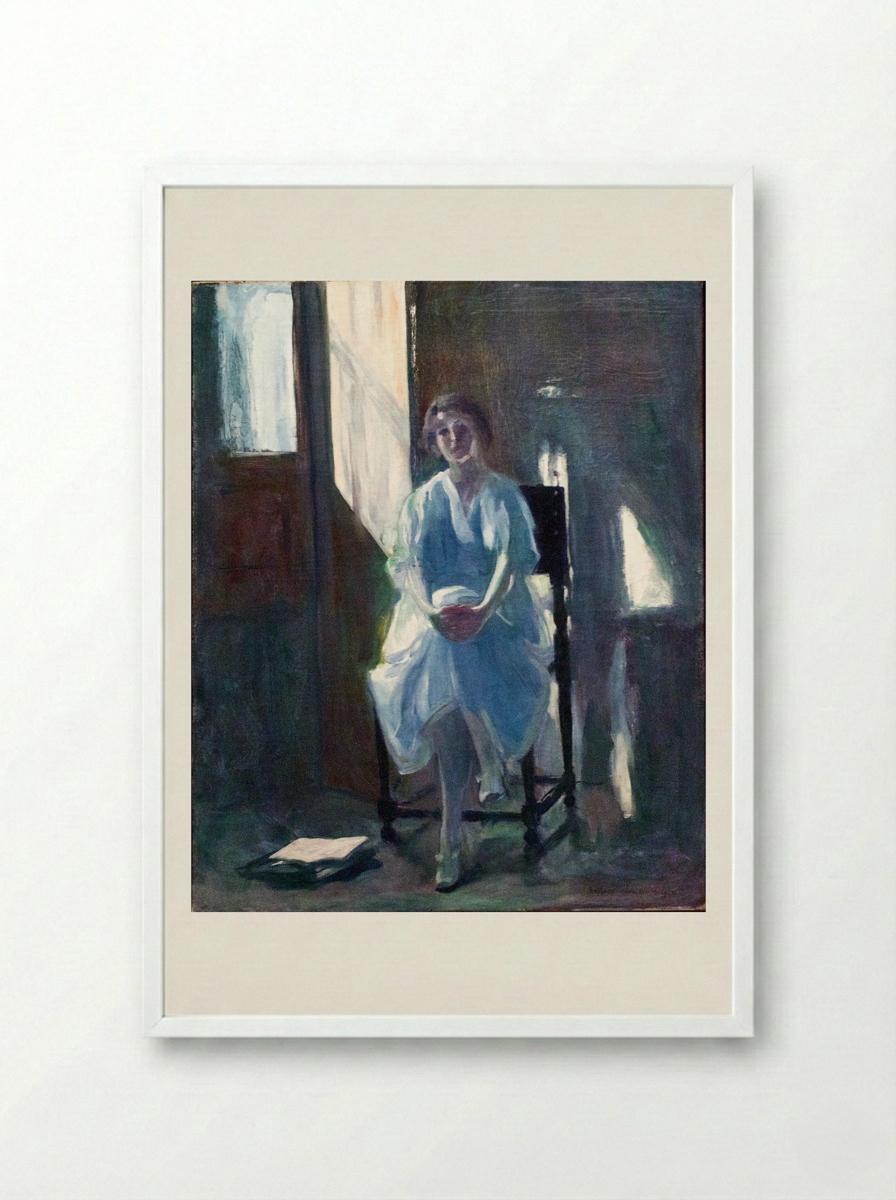 Sinfonia Azul (Maria) - António Carneiro - Framed Print White