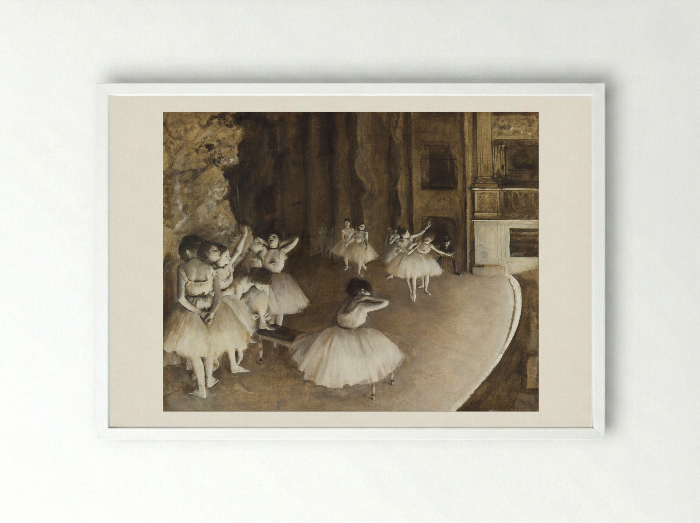 The Rehearsal - Hilaire-Germain-Edgar Degas - Framed Print White