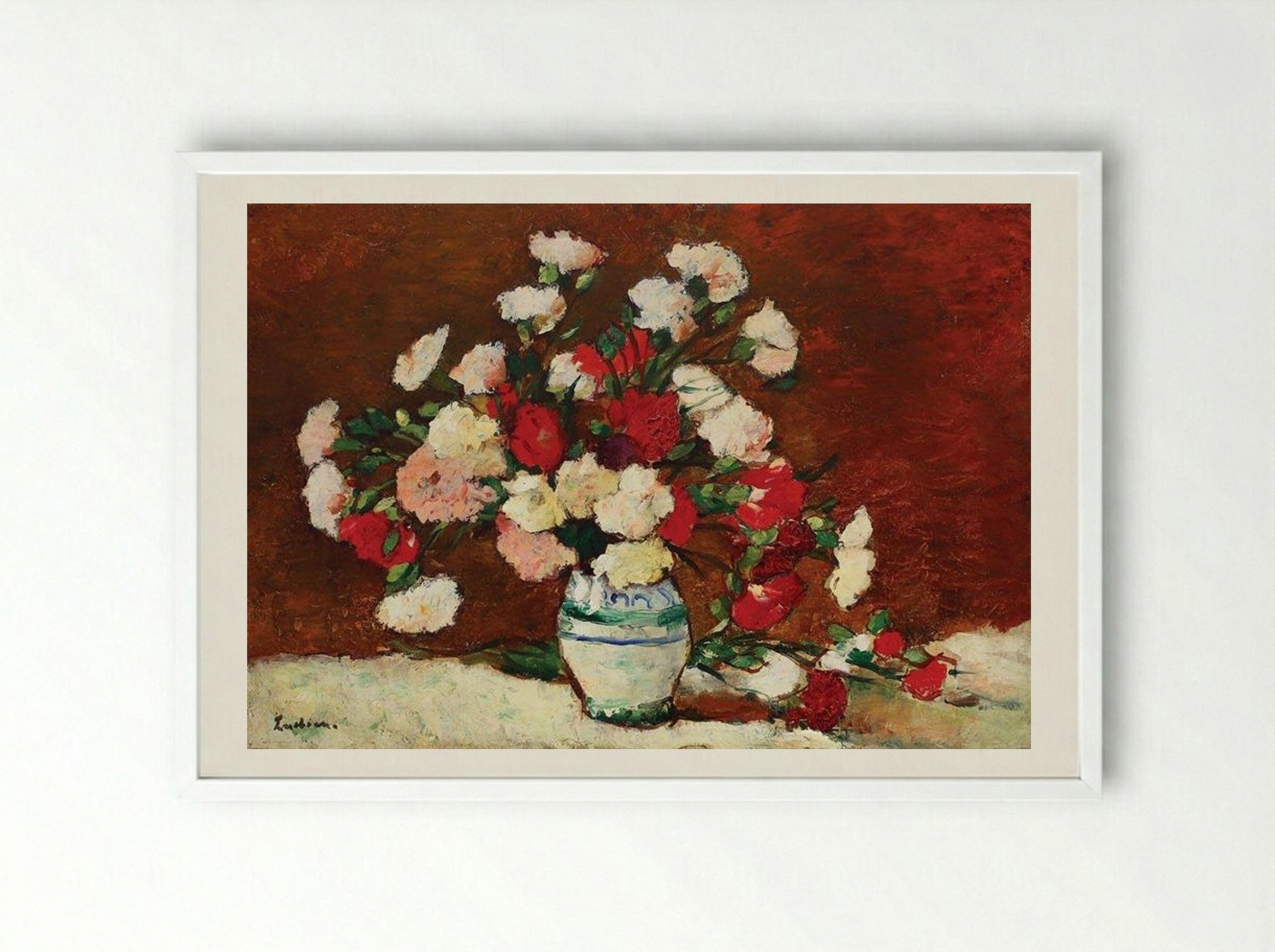 Carnations - Stefan Luchian - Framed Print White