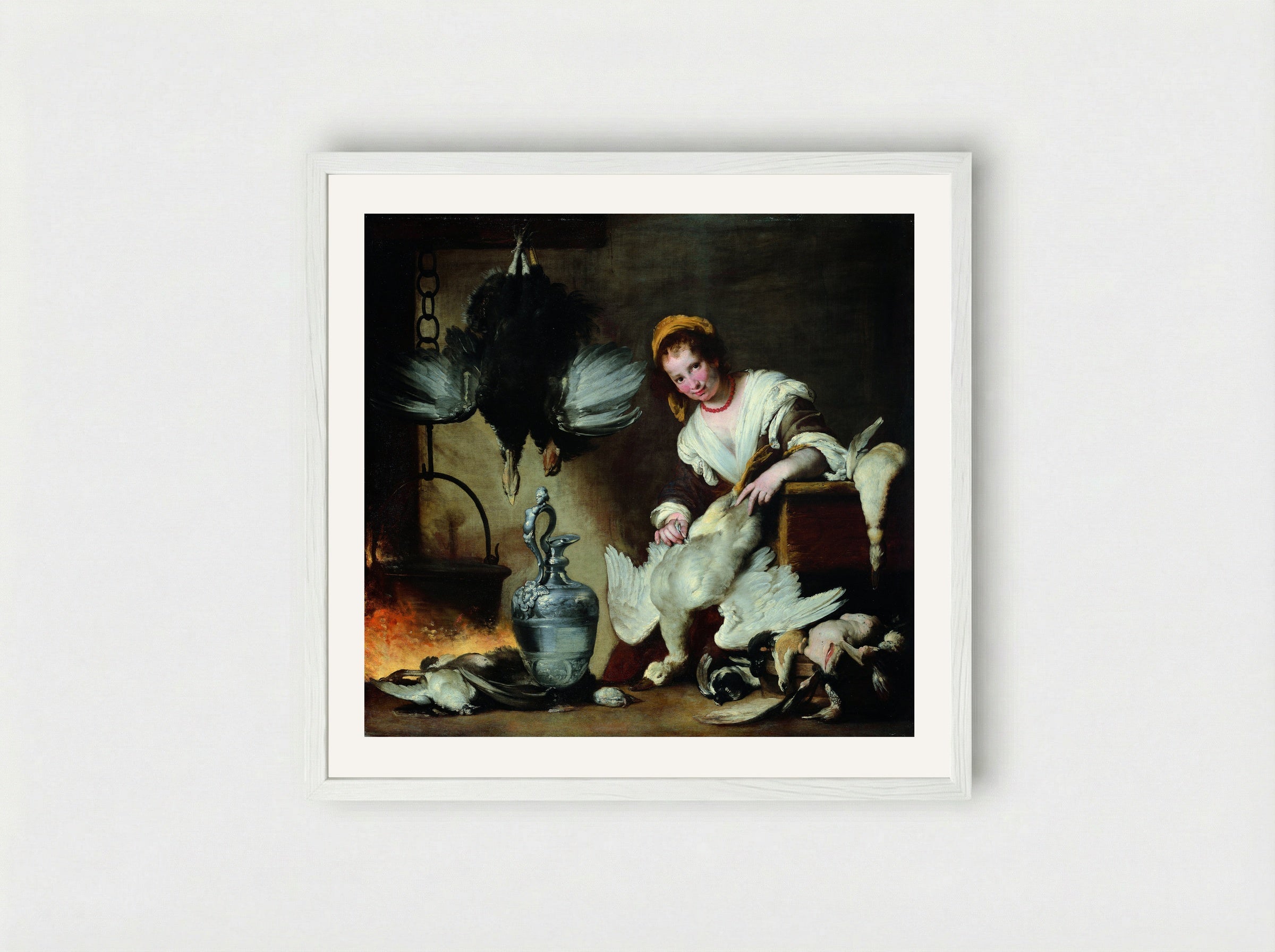 The Cook - Bernardo Strozzi - Framed Print White