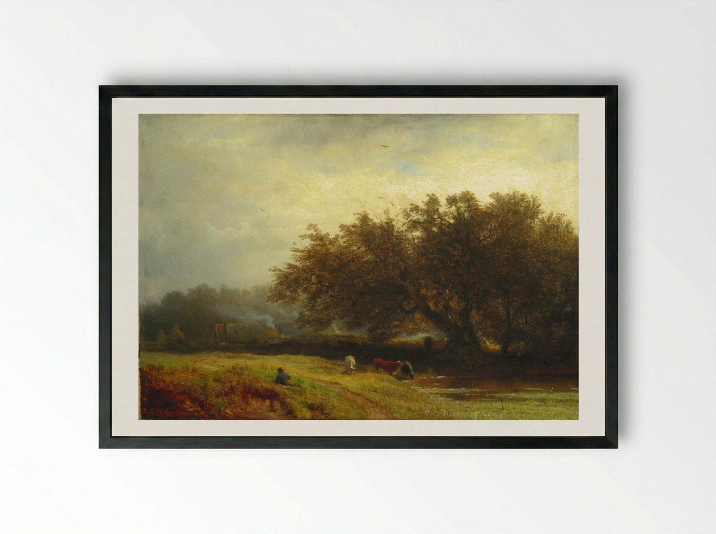 Hermitage - Andreas Achenbach - Framed Print Black