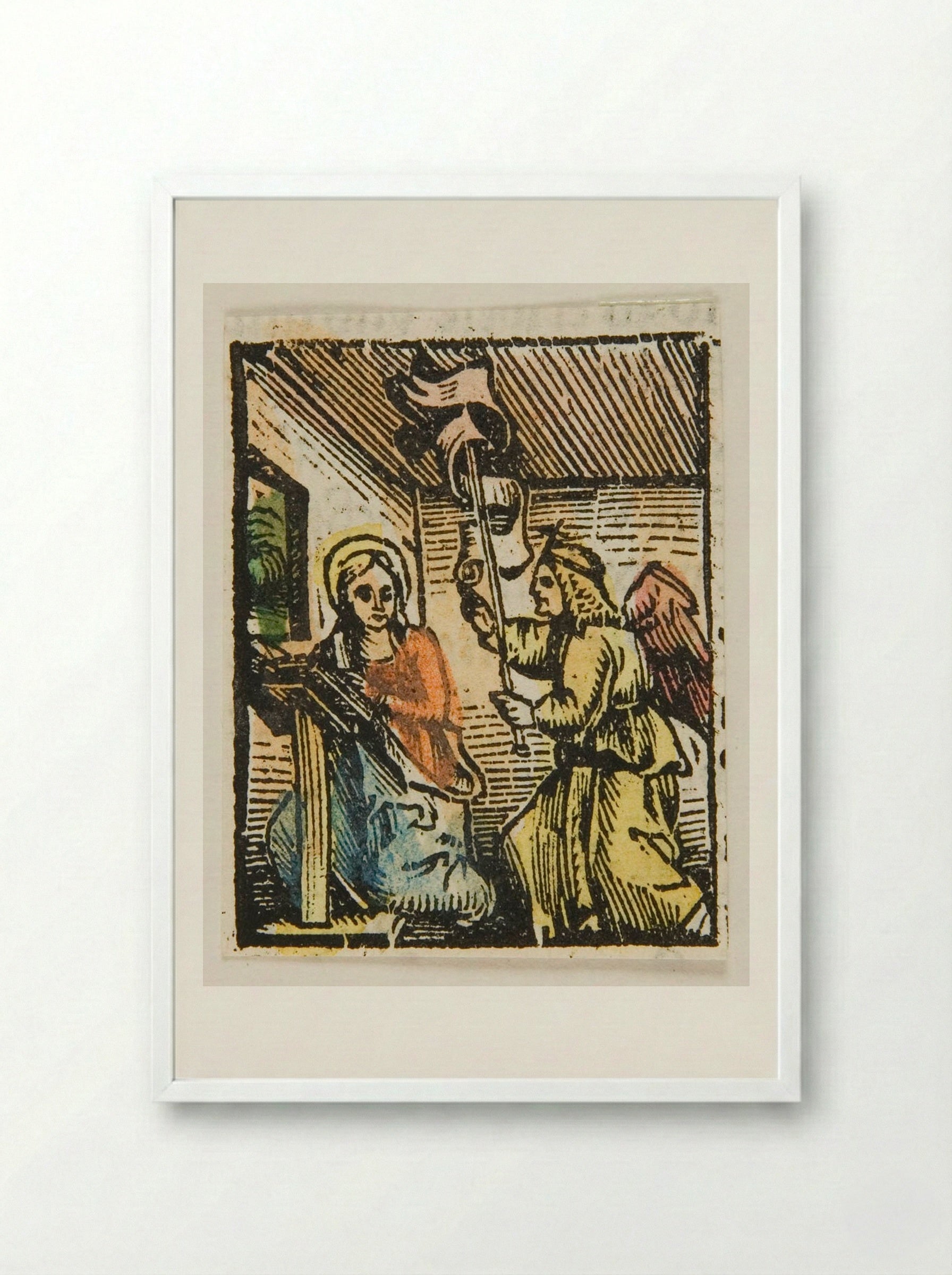 The Annunciation - Urs Graf - Framed Print White