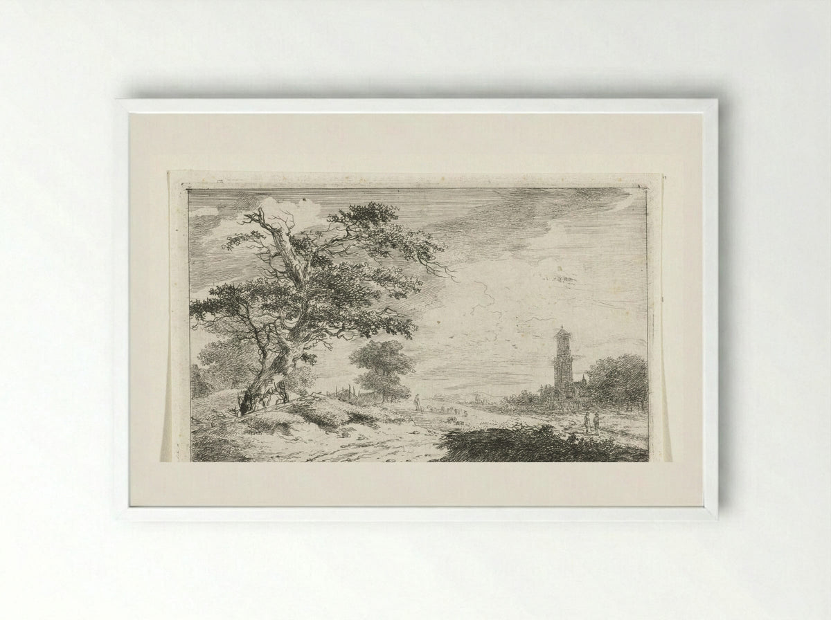 Kerktoren bij zandvlakte - Hermanus van Brussel - Framed Print White
