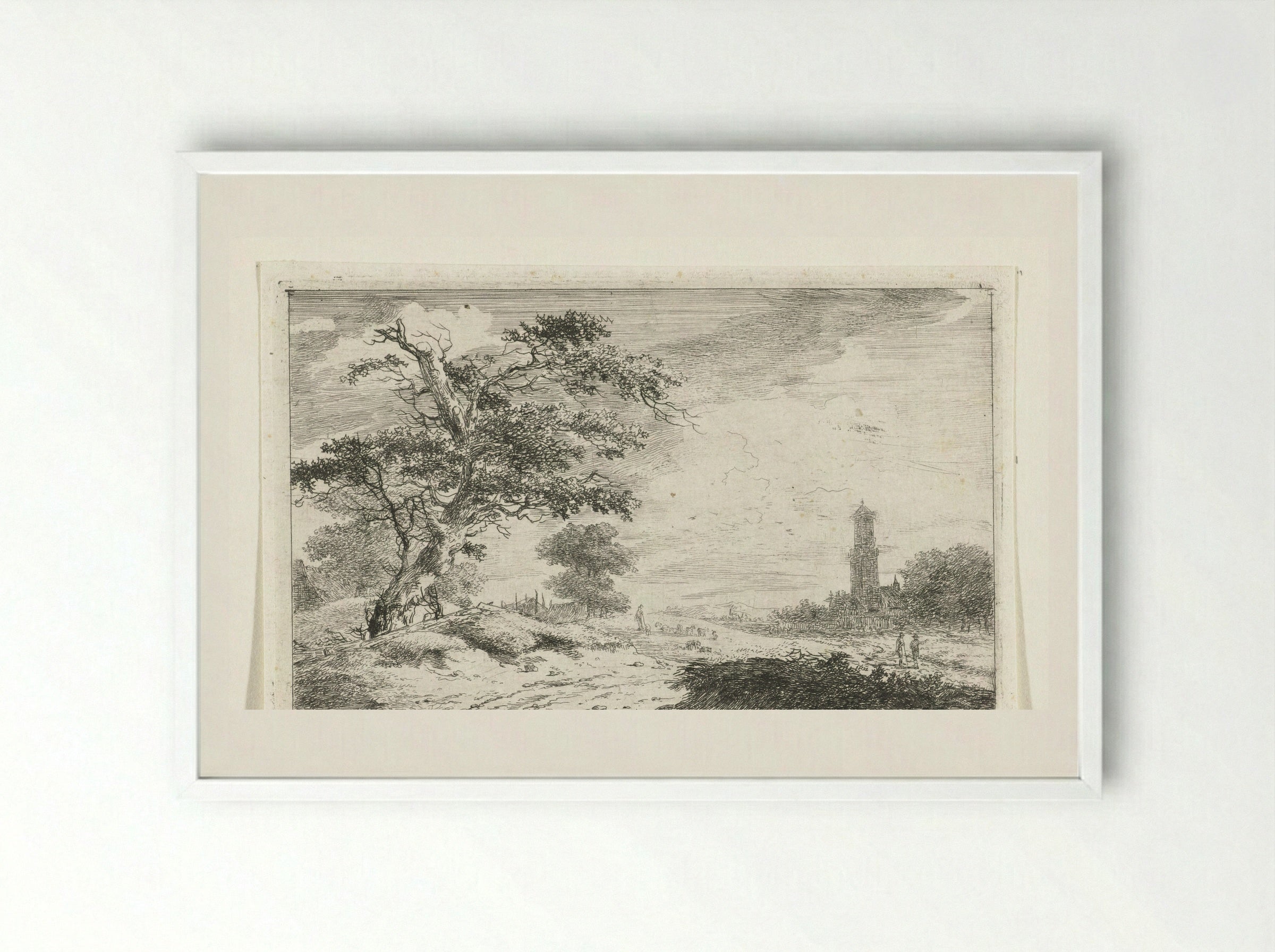Kerktoren bij zandvlakte - Hermanus van Brussel - Framed Print White
