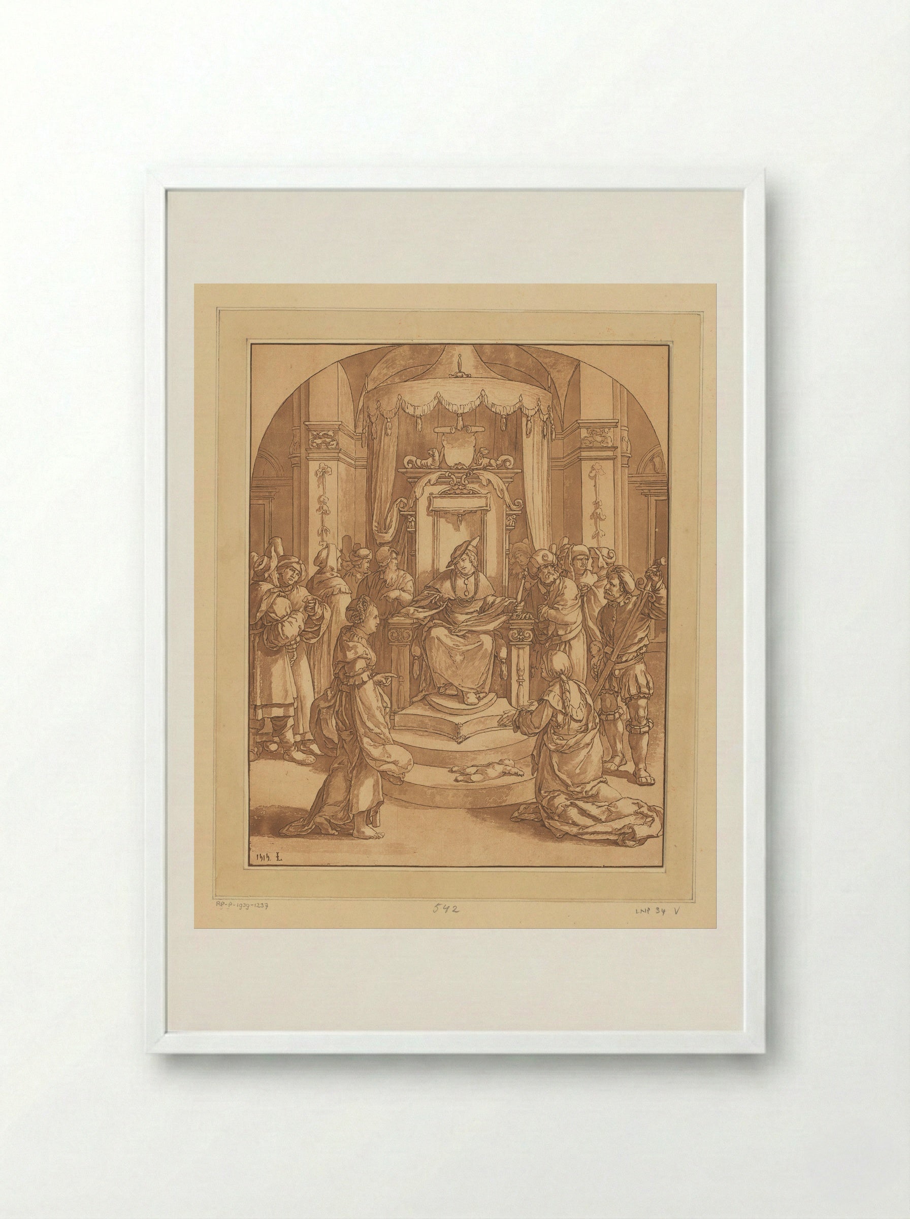 The Judgement of Solomon - Cornelis Brouwer - Framed Print White