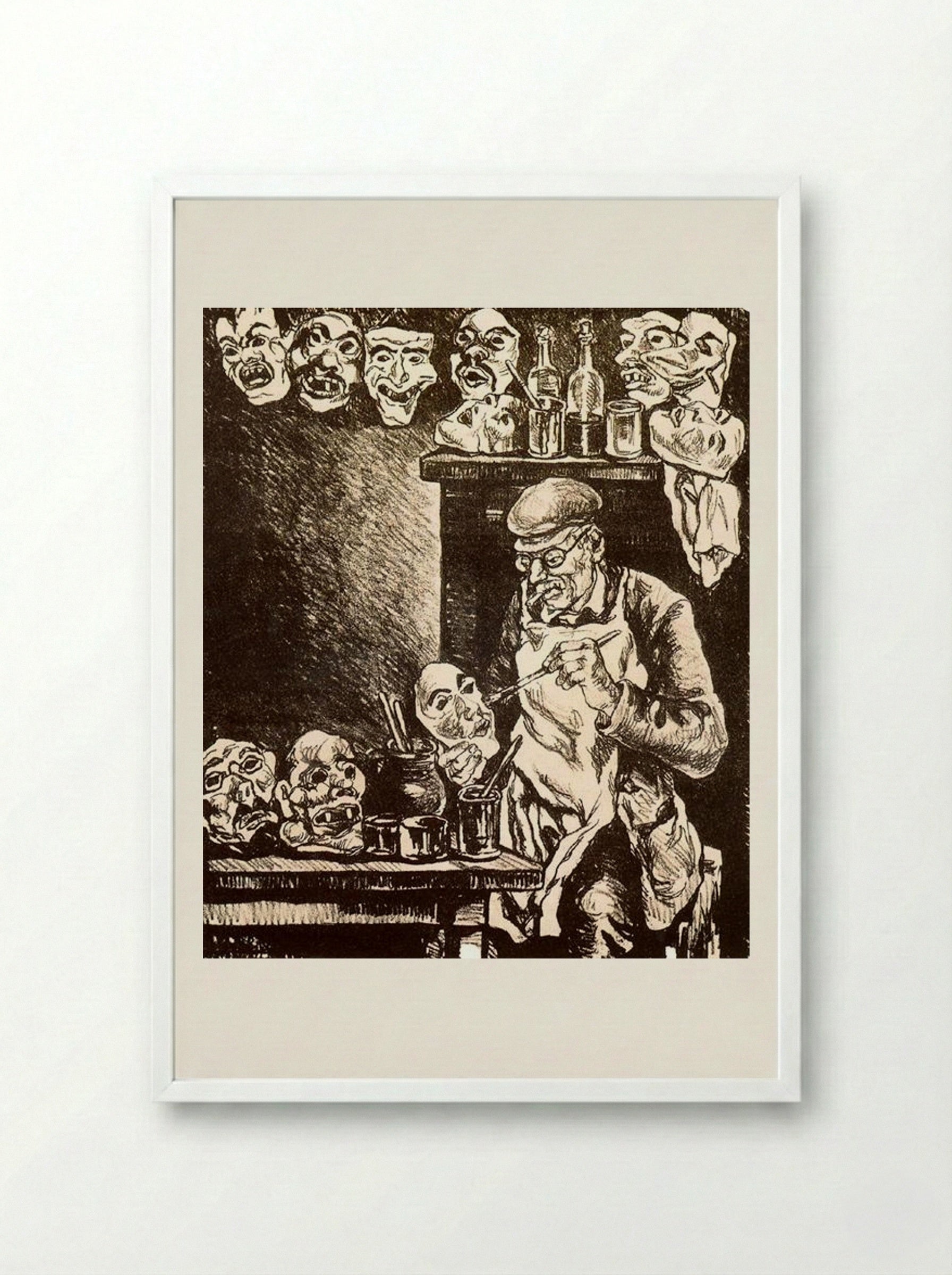 The Designer of Masks - José Gutiérrez Solana - Framed Print White