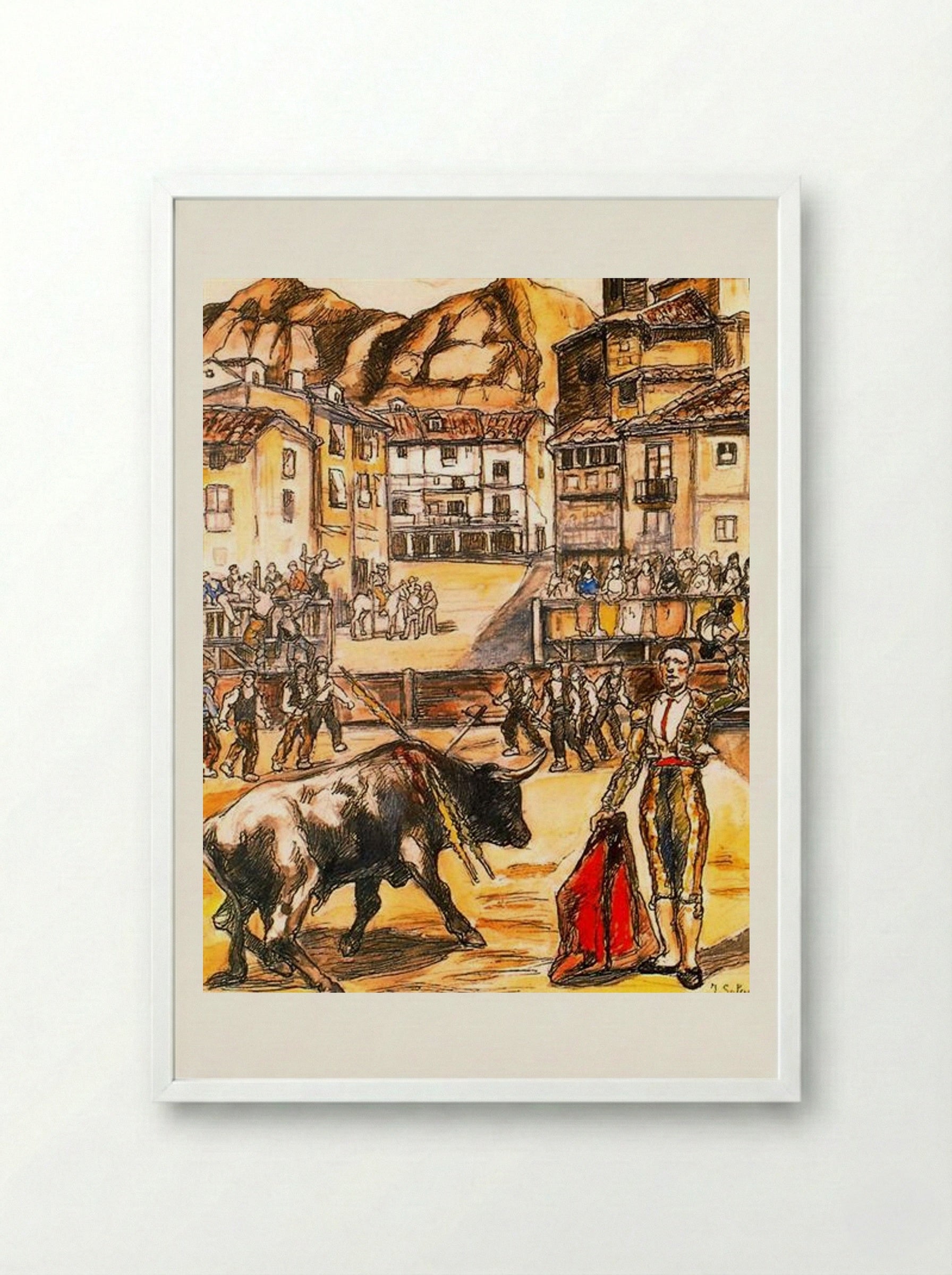 Cape in a Village - José Gutiérrez Solana - Framed Print White