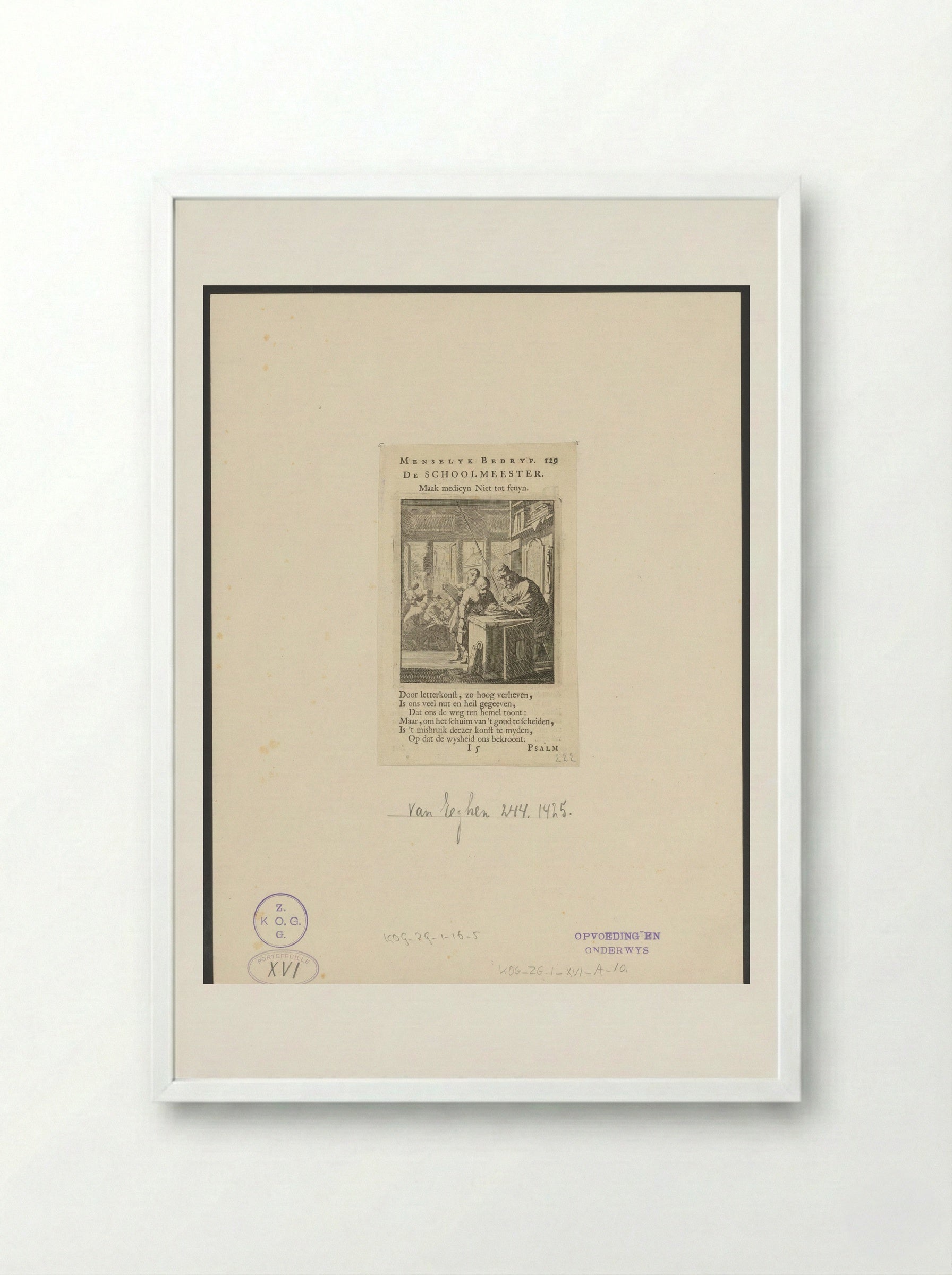 De Schoolmeester - Cornelis van der Sys - Framed Print White