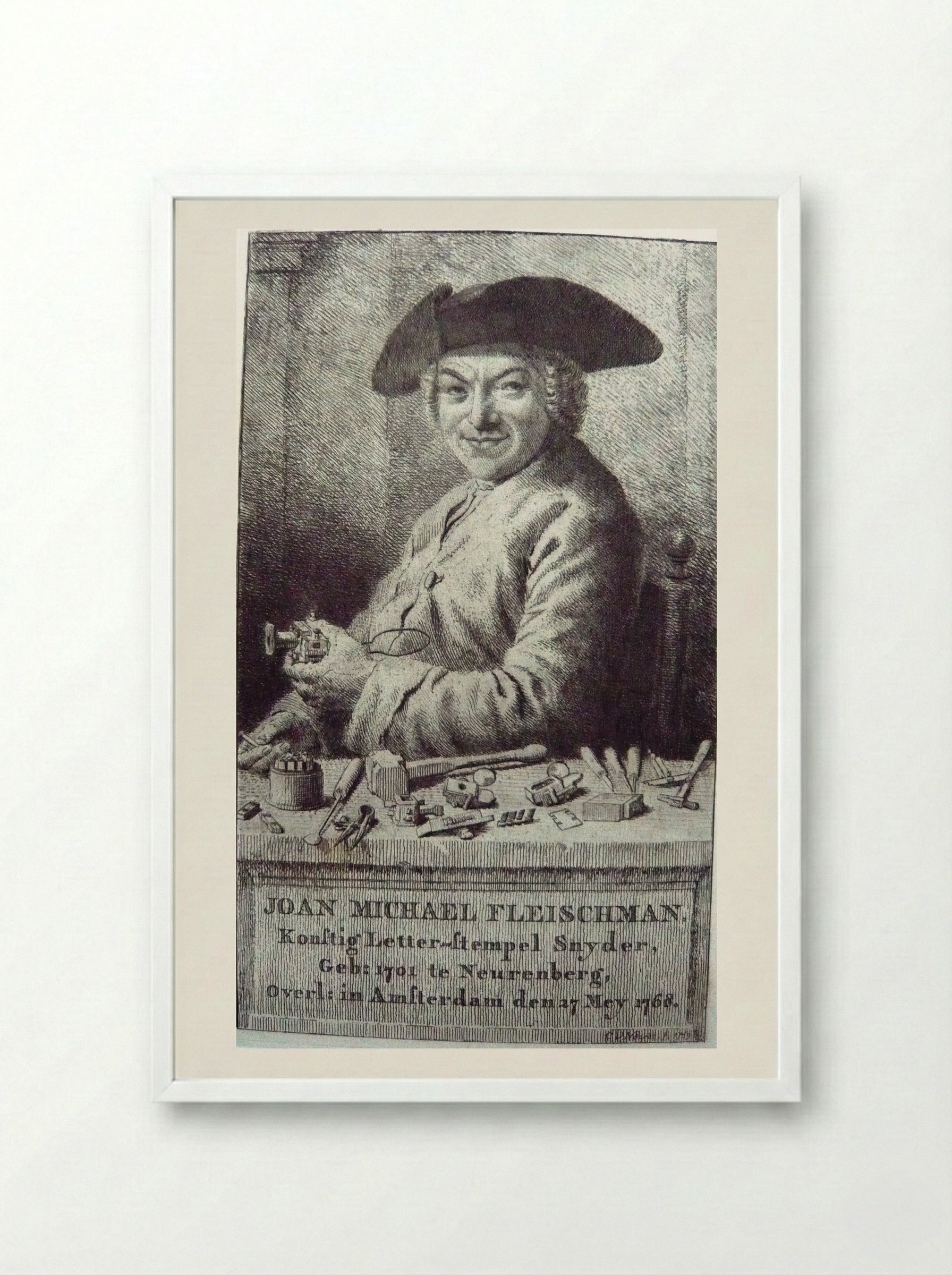 Portrait of Joan Michael Fleischman - Cornelis van Noorde - Framed Print White