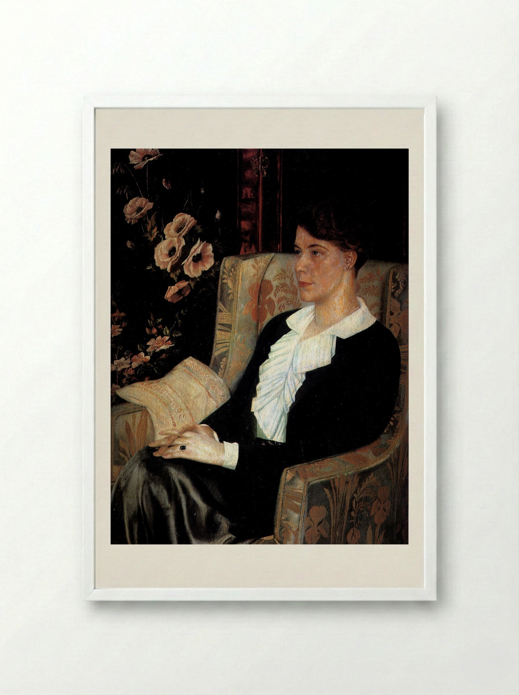 Portrait of Evdokiya Nikolaevna Glebova, the Artist's Sister - Pavel Filonov - Framed Print White