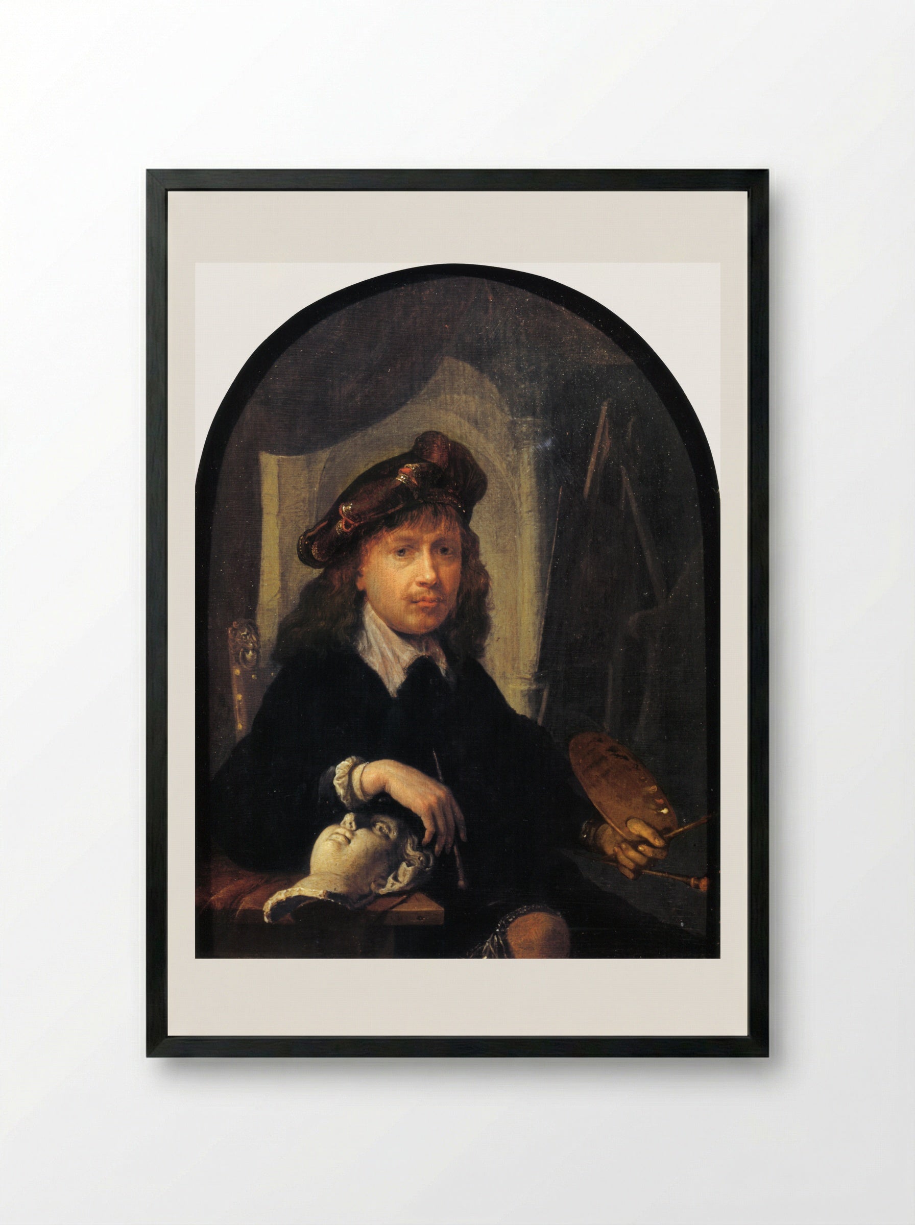 Self-Portrait - Gerrit Dou - Framed Print Black