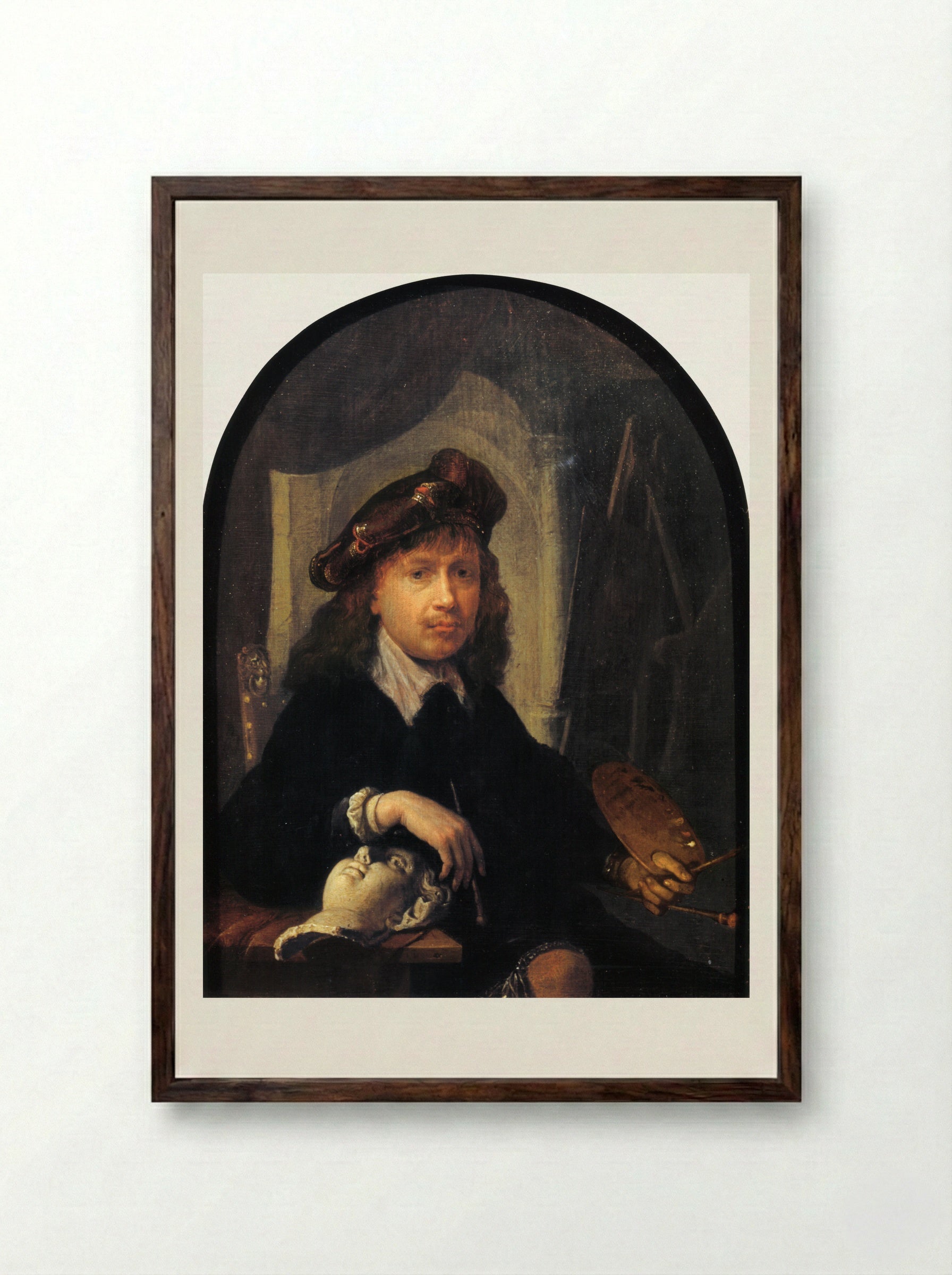 Self-Portrait - Gerrit Dou - Framed Print Dark Wood