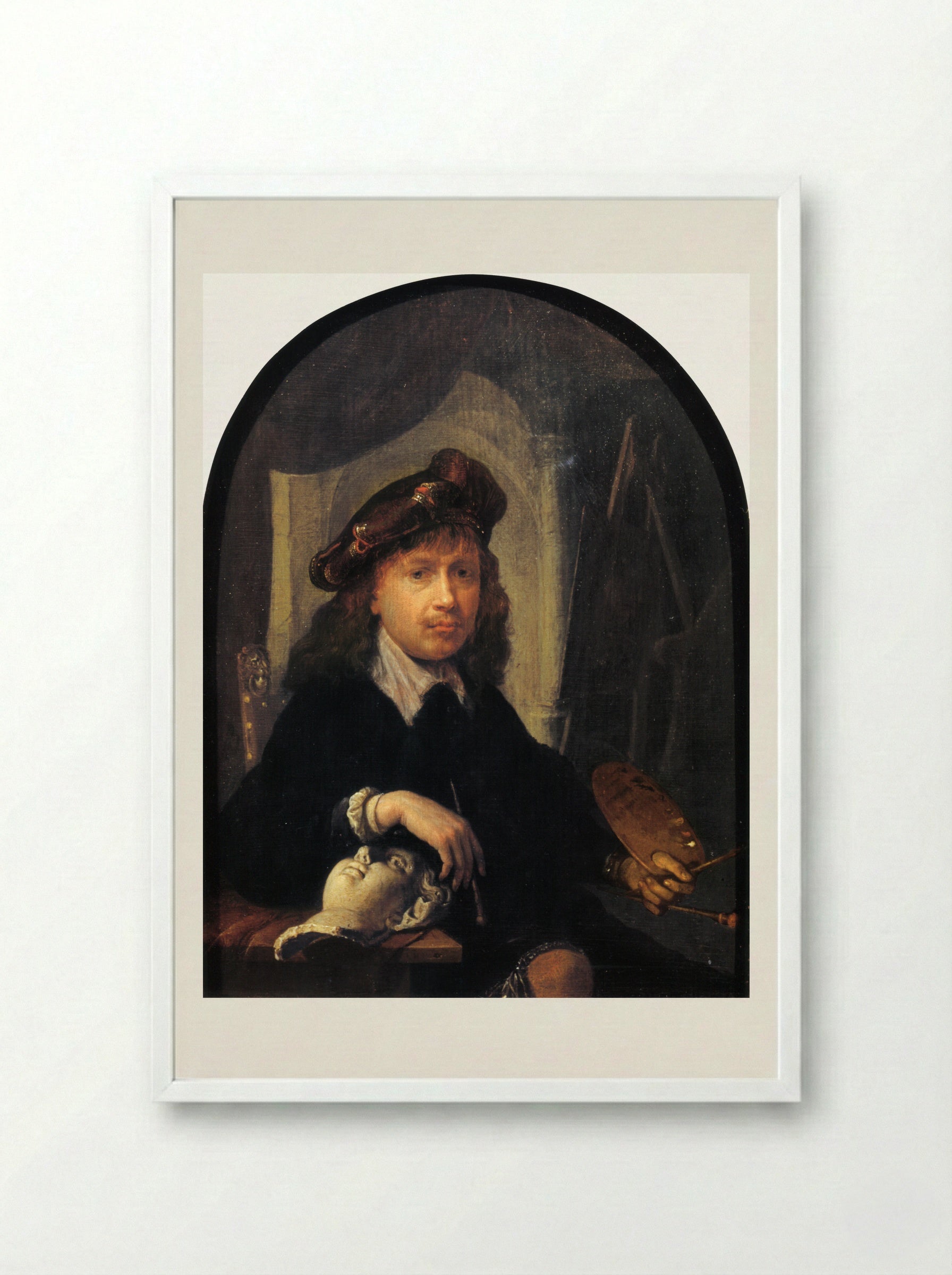 Self-Portrait - Gerrit Dou - Framed Print White