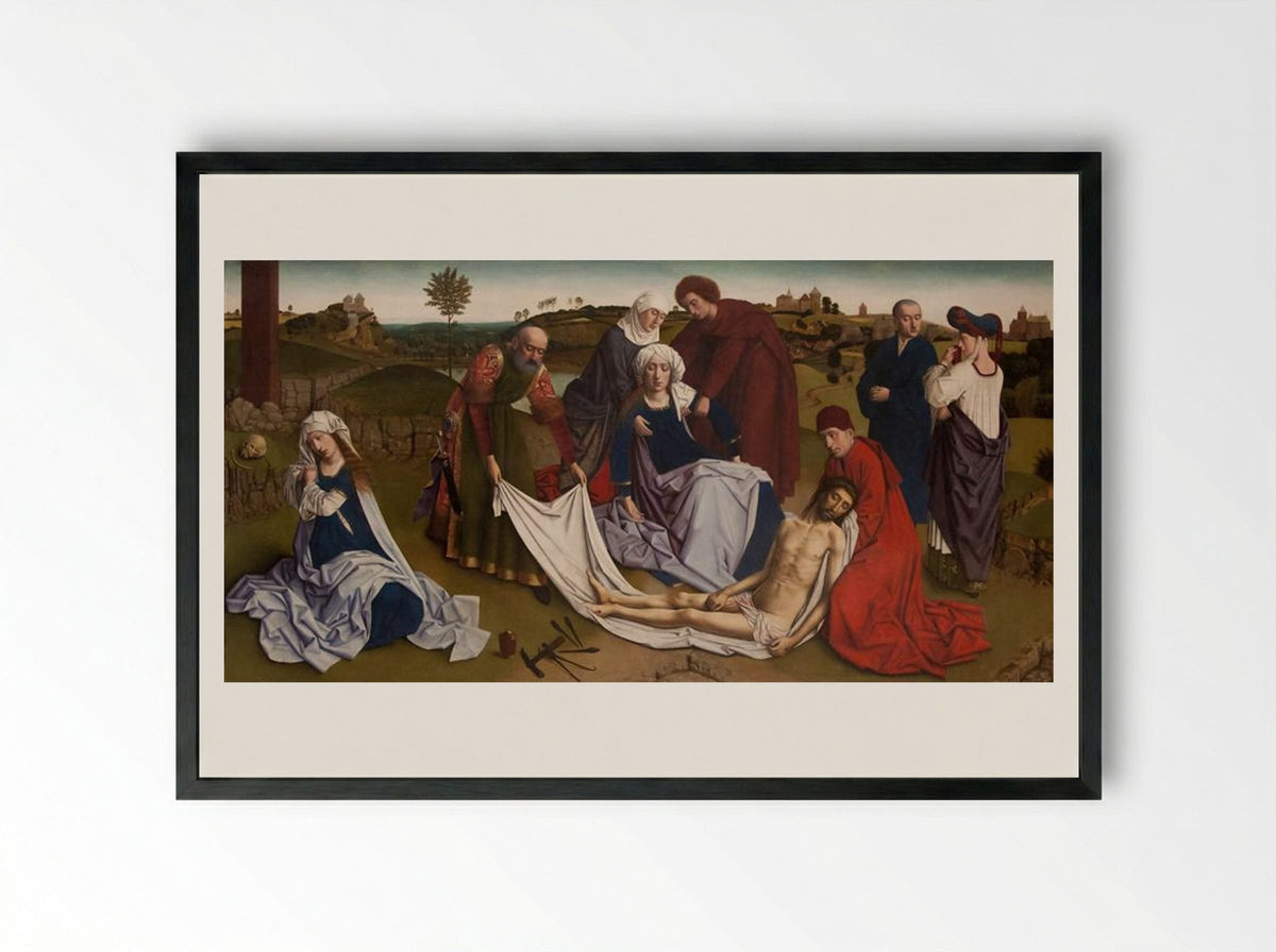 The Lamentation over the Dead Christ - Petrus Christus - Framed Print Black