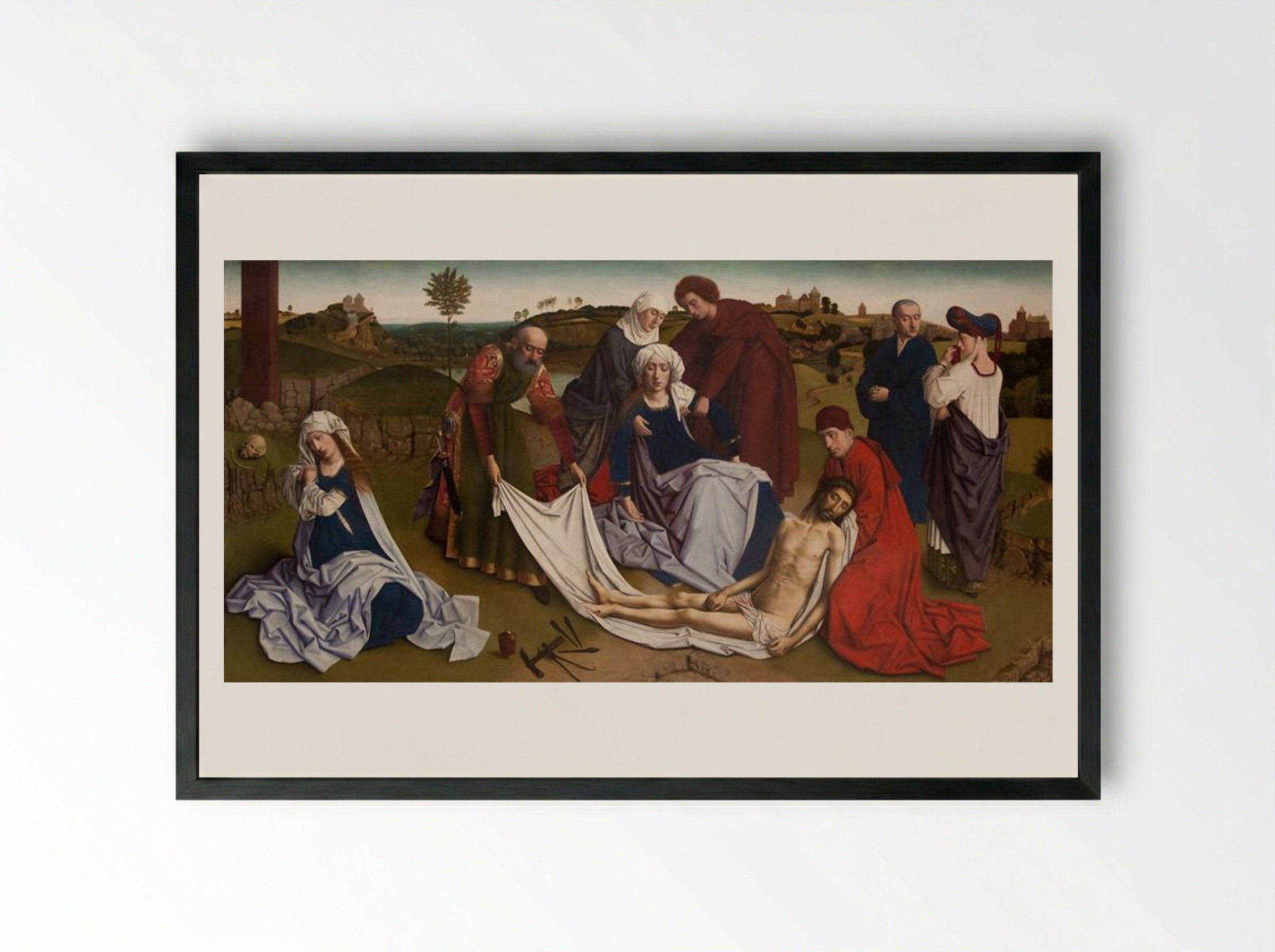The Lamentation over the Dead Christ - Petrus Christus - Framed Print Black