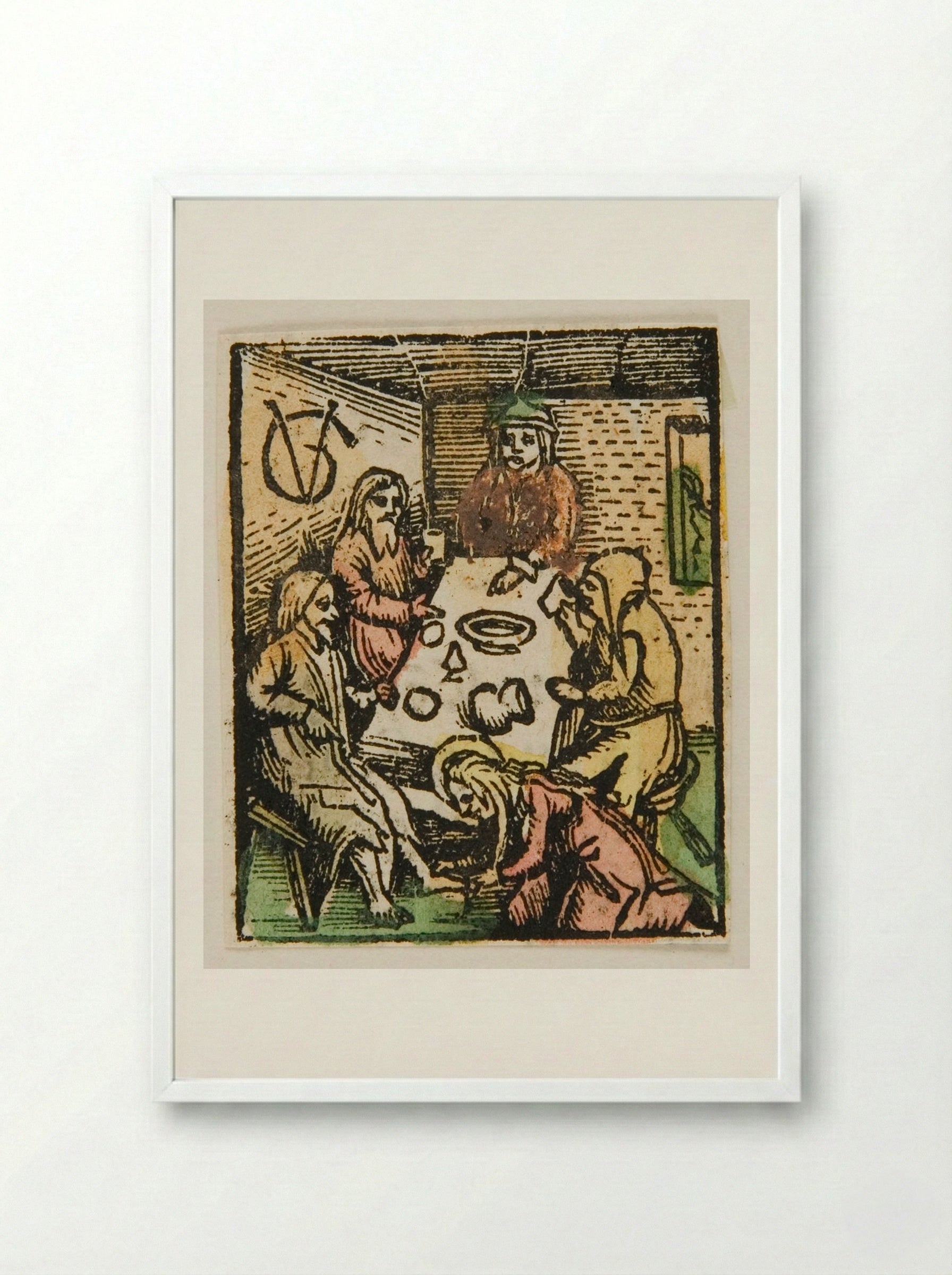 Mary Magdalene Washing the Feet of Christ - Urs Graf - Framed Print White