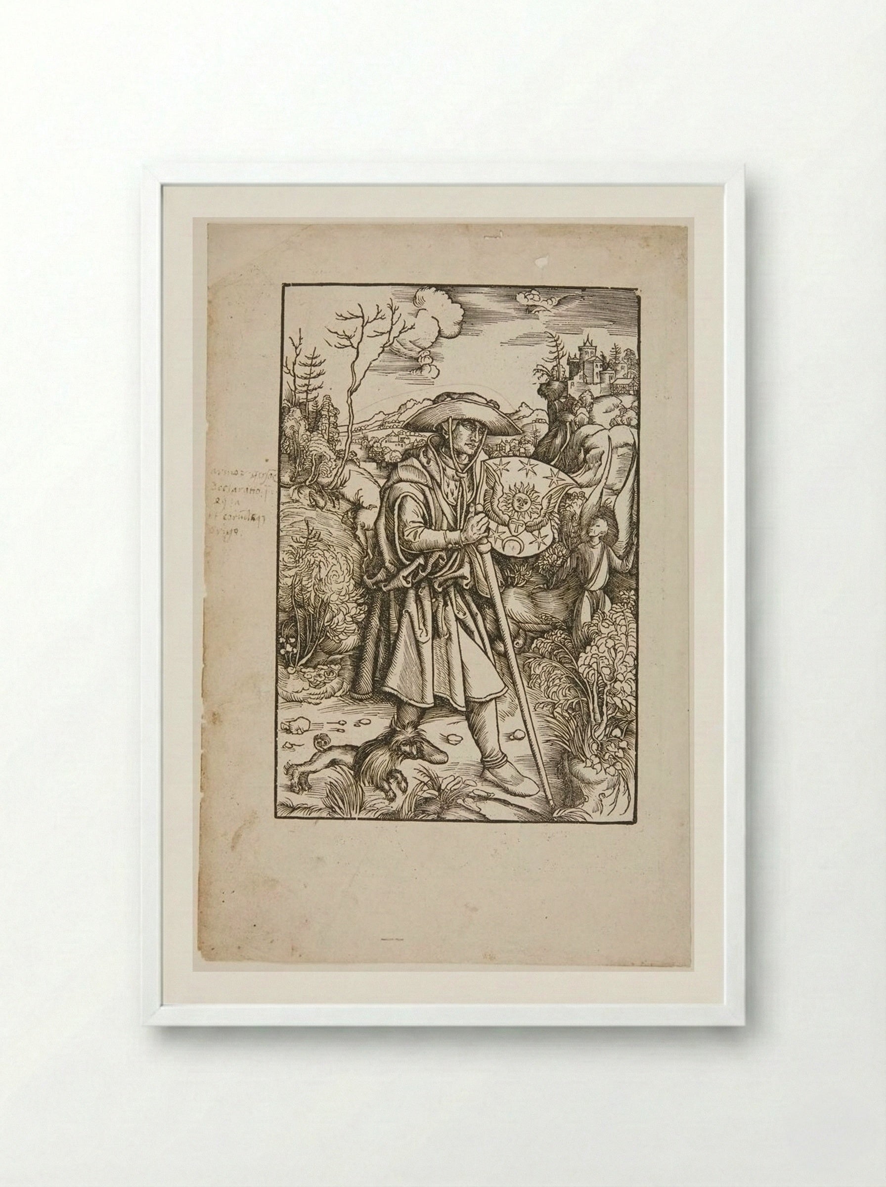 Gerson as Pilgrim - Hans Wechtlin - Framed Print White