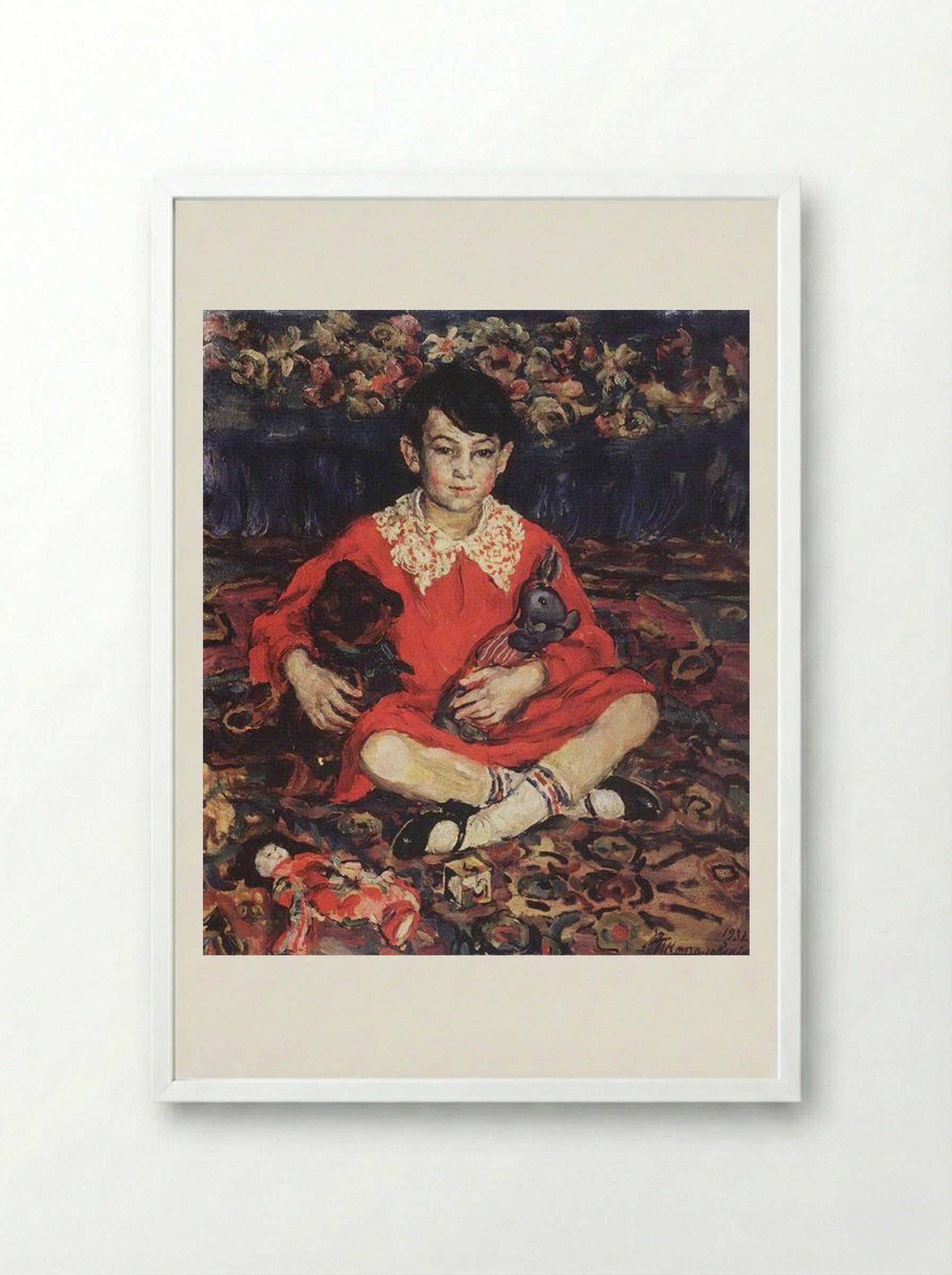Portrait of Kamushka Benediktova - Pyotr Konchalovsky - Framed Print White