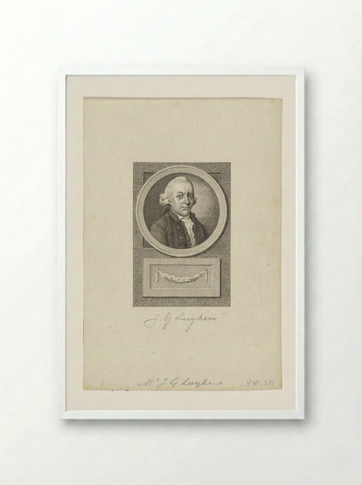 Portret van Johannes Gerardus Luyken - Reinier Vinkeles (I) - Framed Print White
