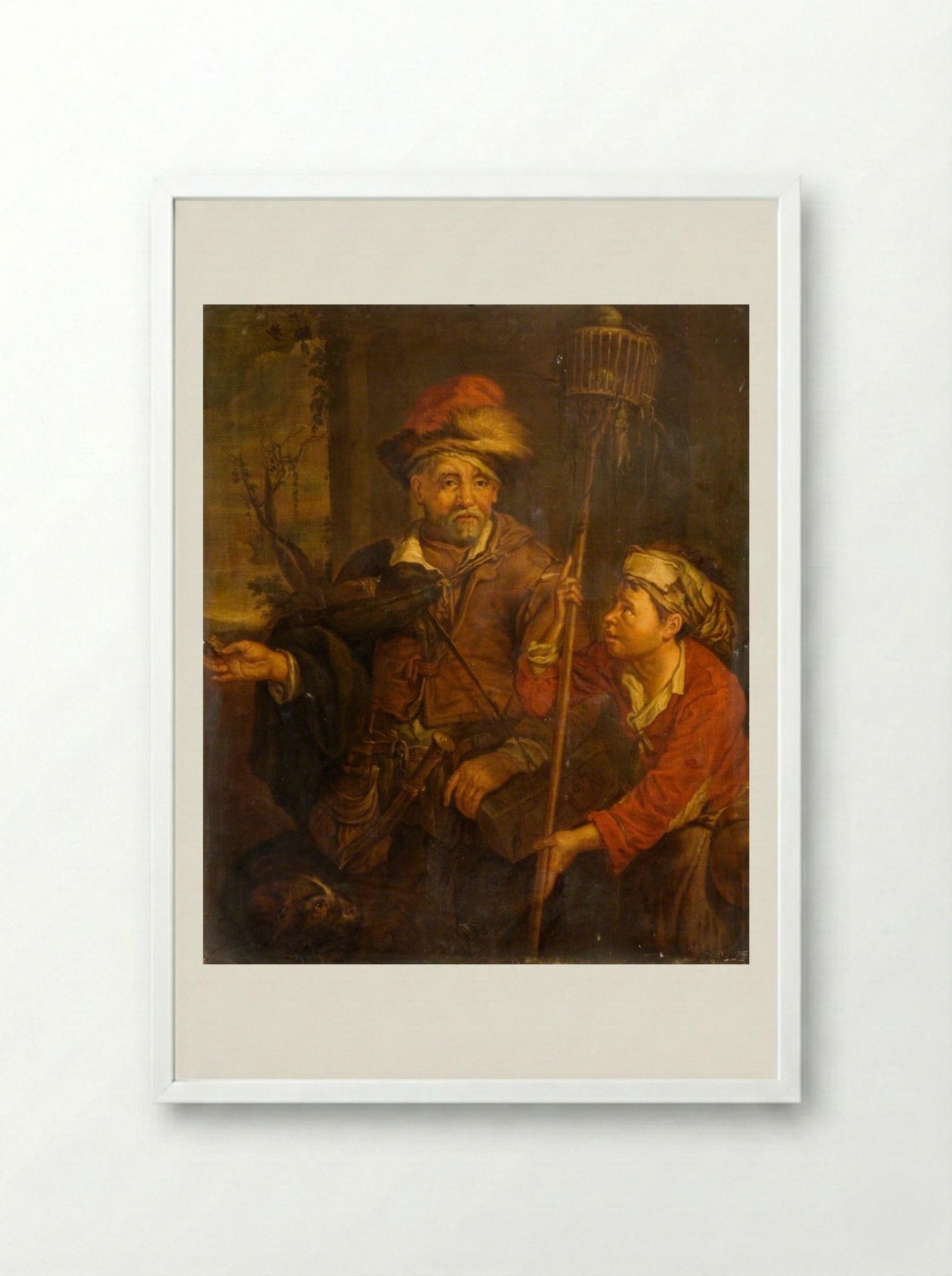 The Rat Catcher - Cornelis Visscher - Framed Print White