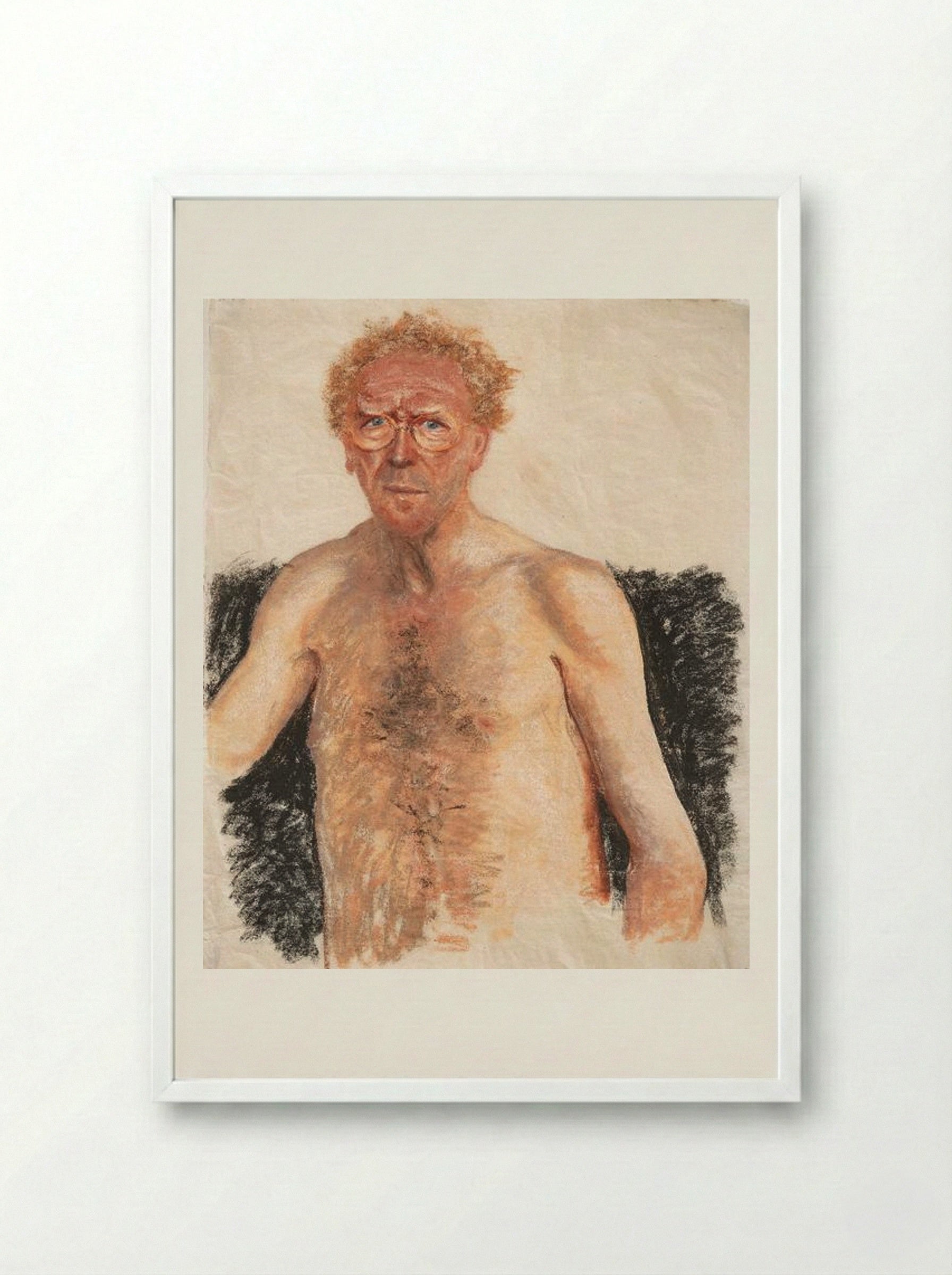 Self-Portrait Nude Torso - Avigdor Arikha - Framed Print White