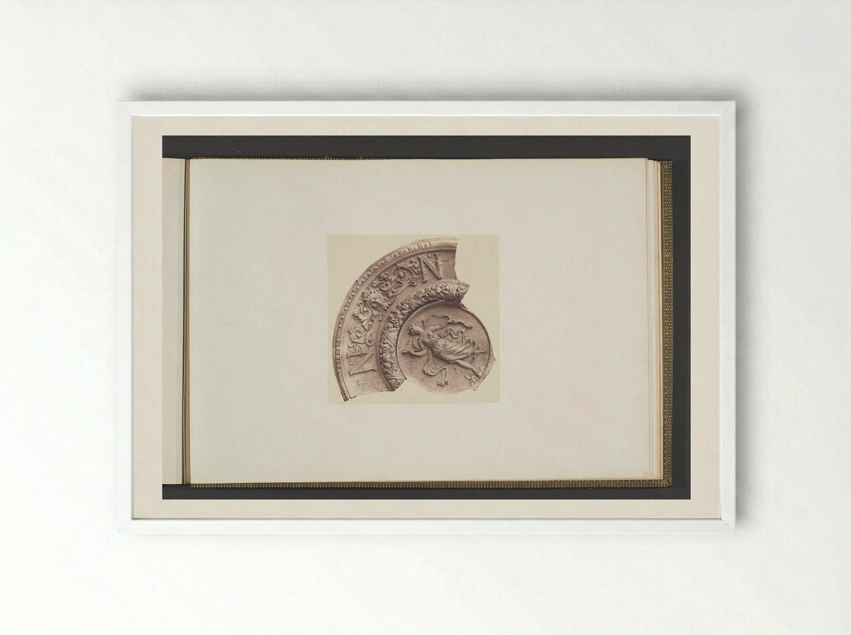 Gipsmodellen voor een gewelfversiering van het Palais du Louvre door Victor Corbel - Édouard Denis Baldus - Framed Print White