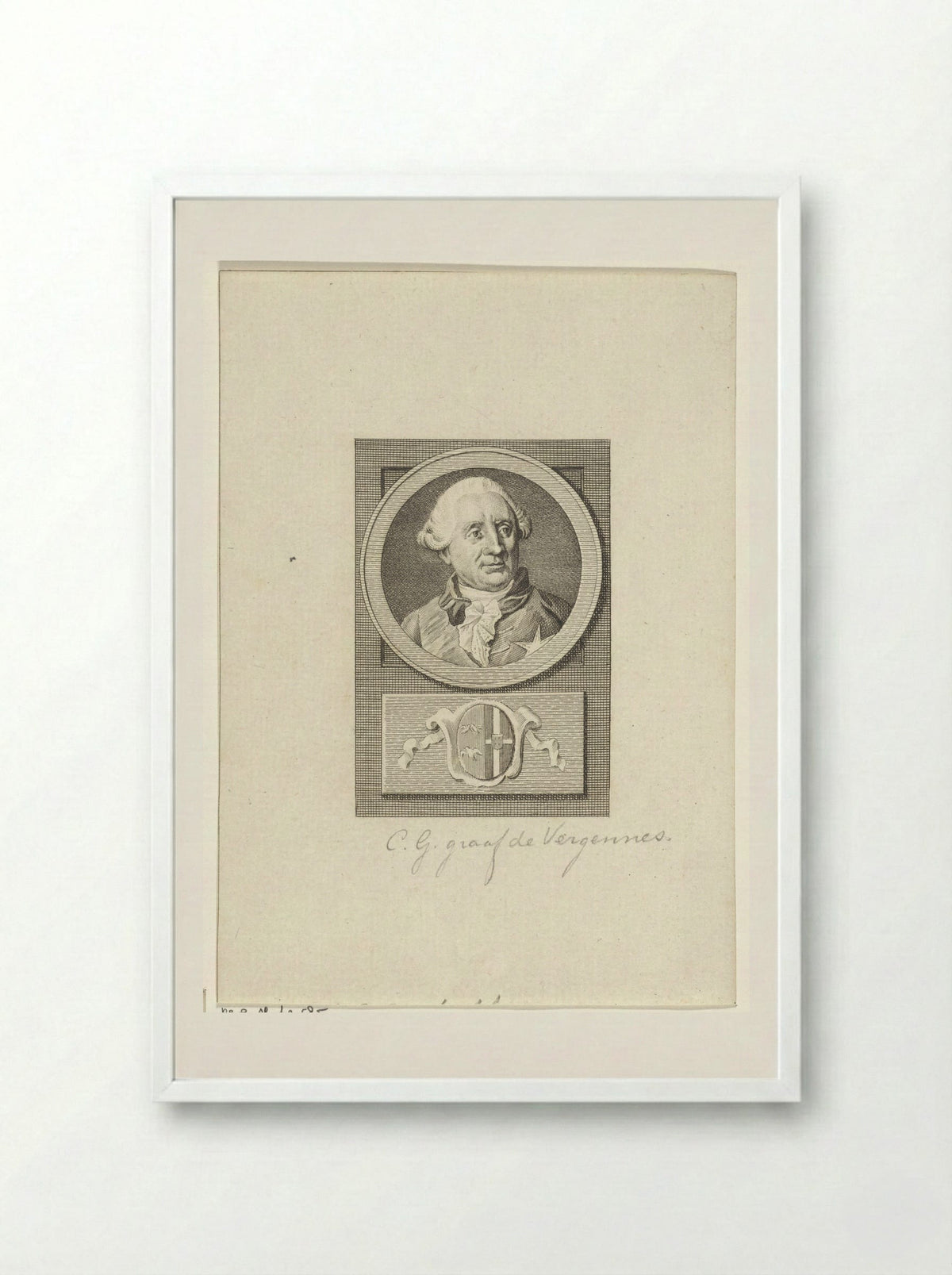 Portrait of Charles Gravier, Count of Vergennes - Reinier Vinkeles - Framed Print White