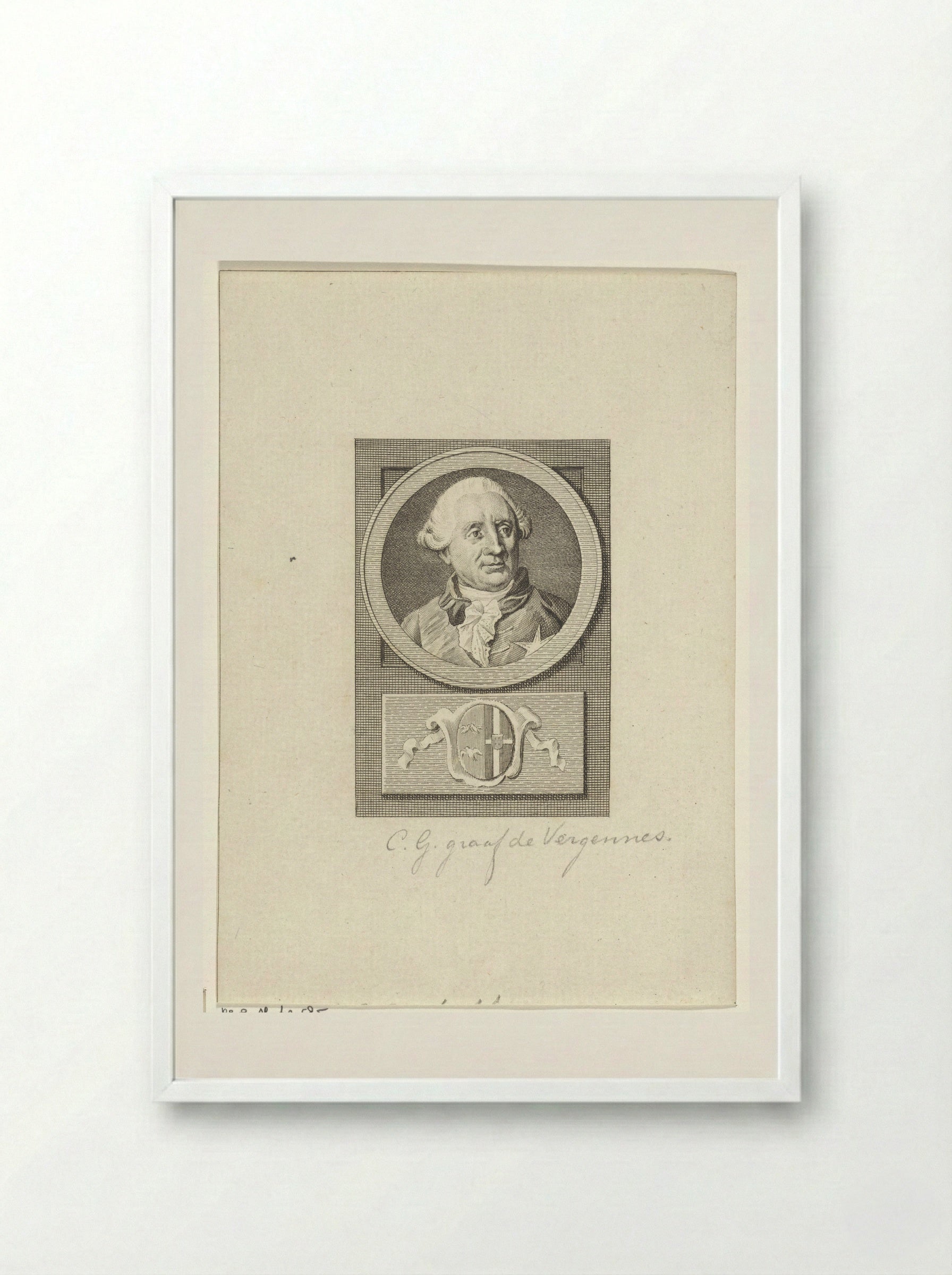 Portrait of Charles Gravier, Count of Vergennes - Reinier Vinkeles - Framed Print White