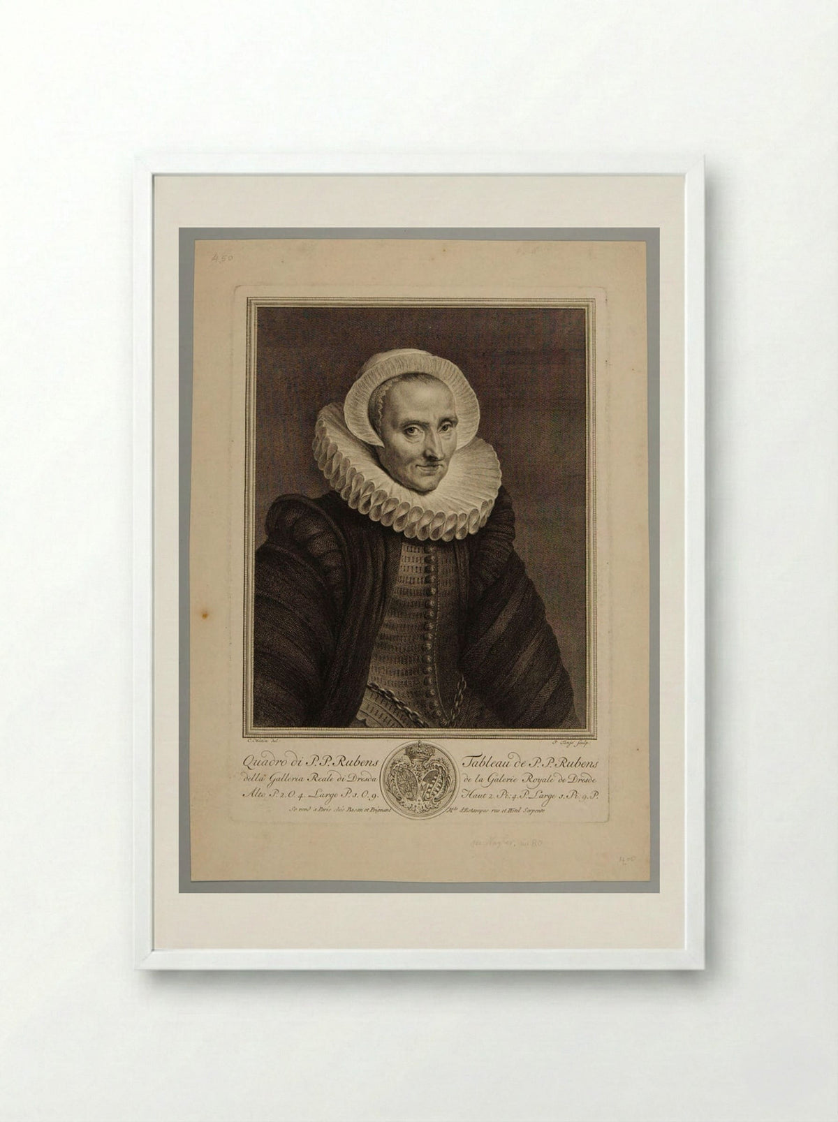 A Woman (After Peter Paul Rubens) - Pieter Tanjé - Framed Print White