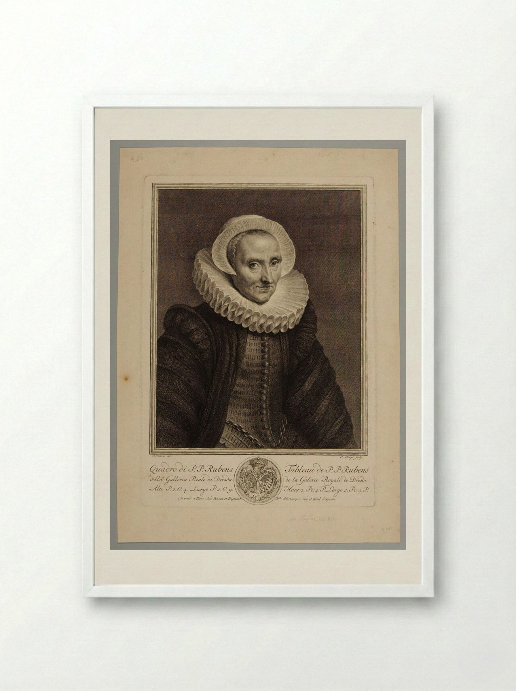 A Woman (After Peter Paul Rubens) - Pieter Tanjé - Framed Print White