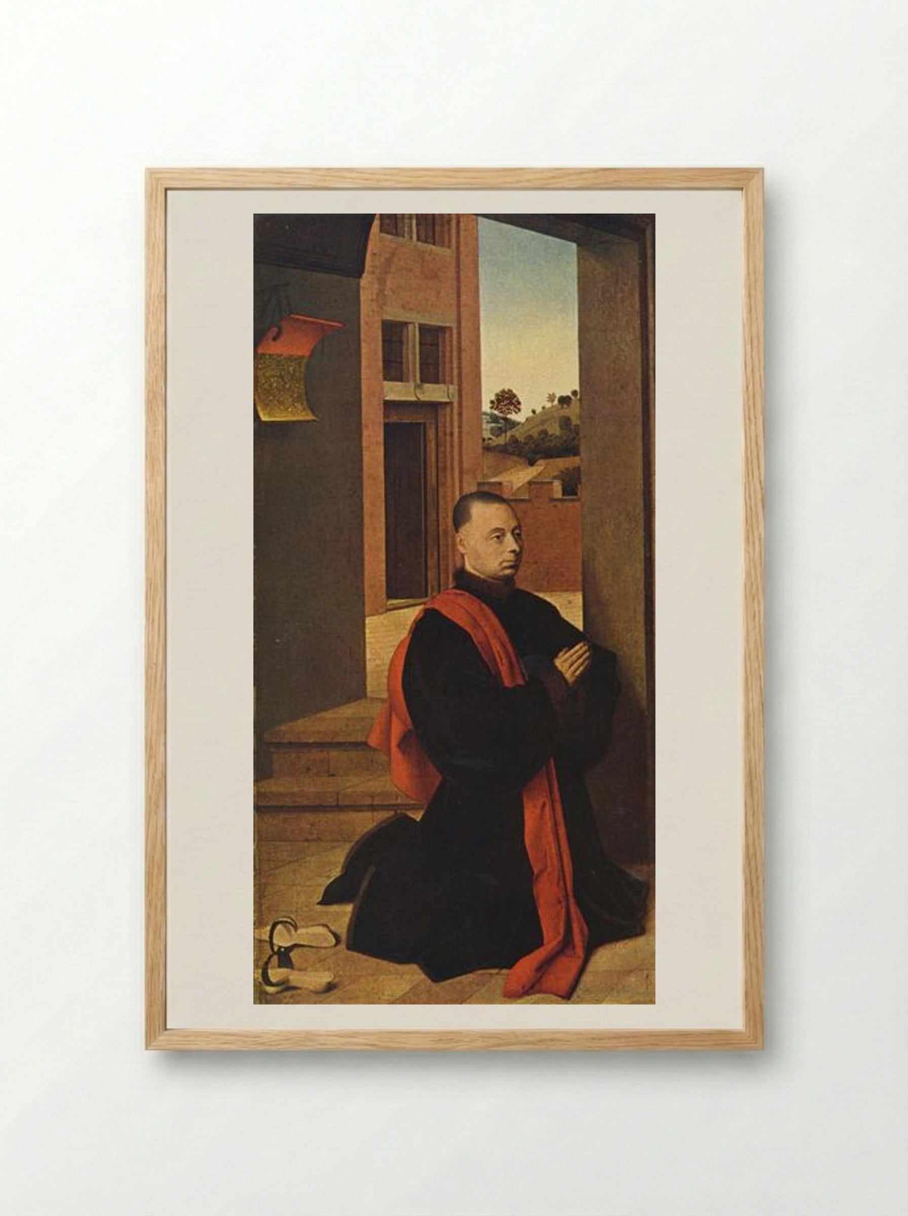 Kneeling male donor - Petrus Christus - Framed Print Wood