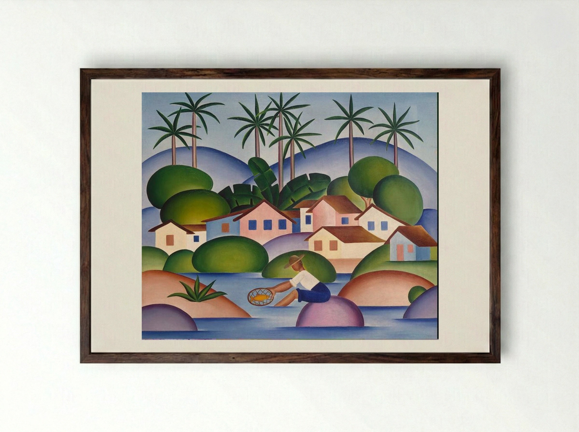 An Angler - Tarsila do Amaral - Framed Print Dark Wood