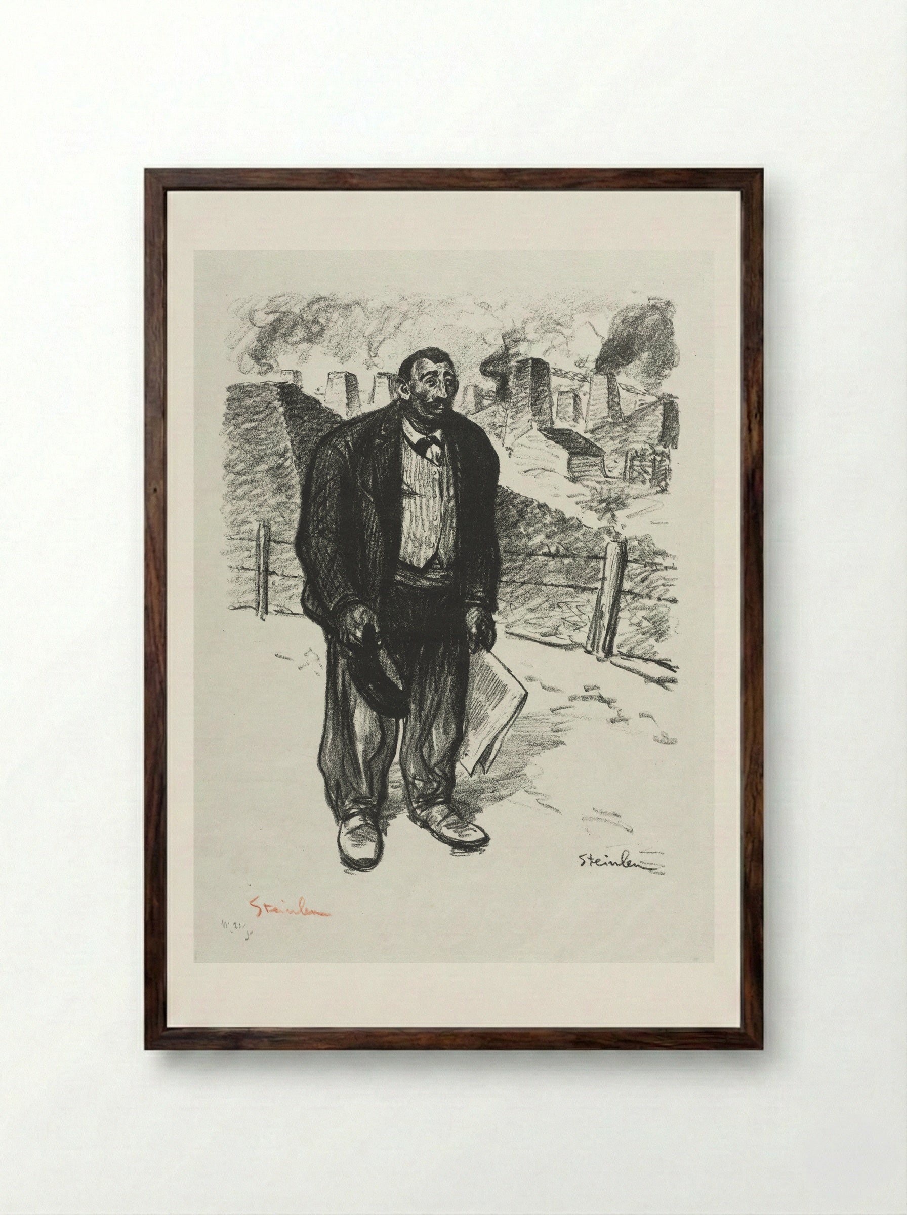 L'Honnête ouvrier - Théophile Alexandre Steinlen - Framed Print Dark Wood