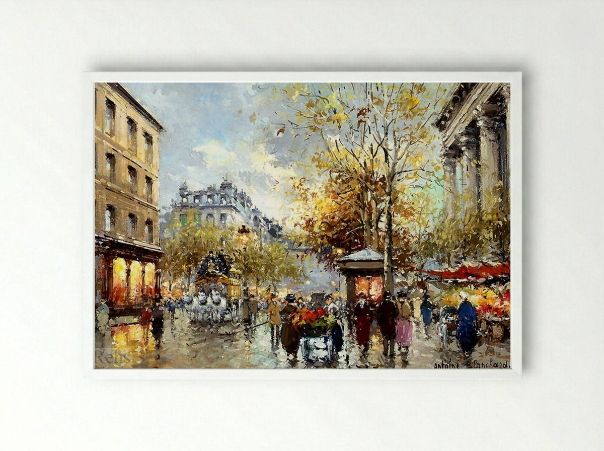 Boulevard des Capucines et Madeleine - Antoine Blanchard - Framed Print White