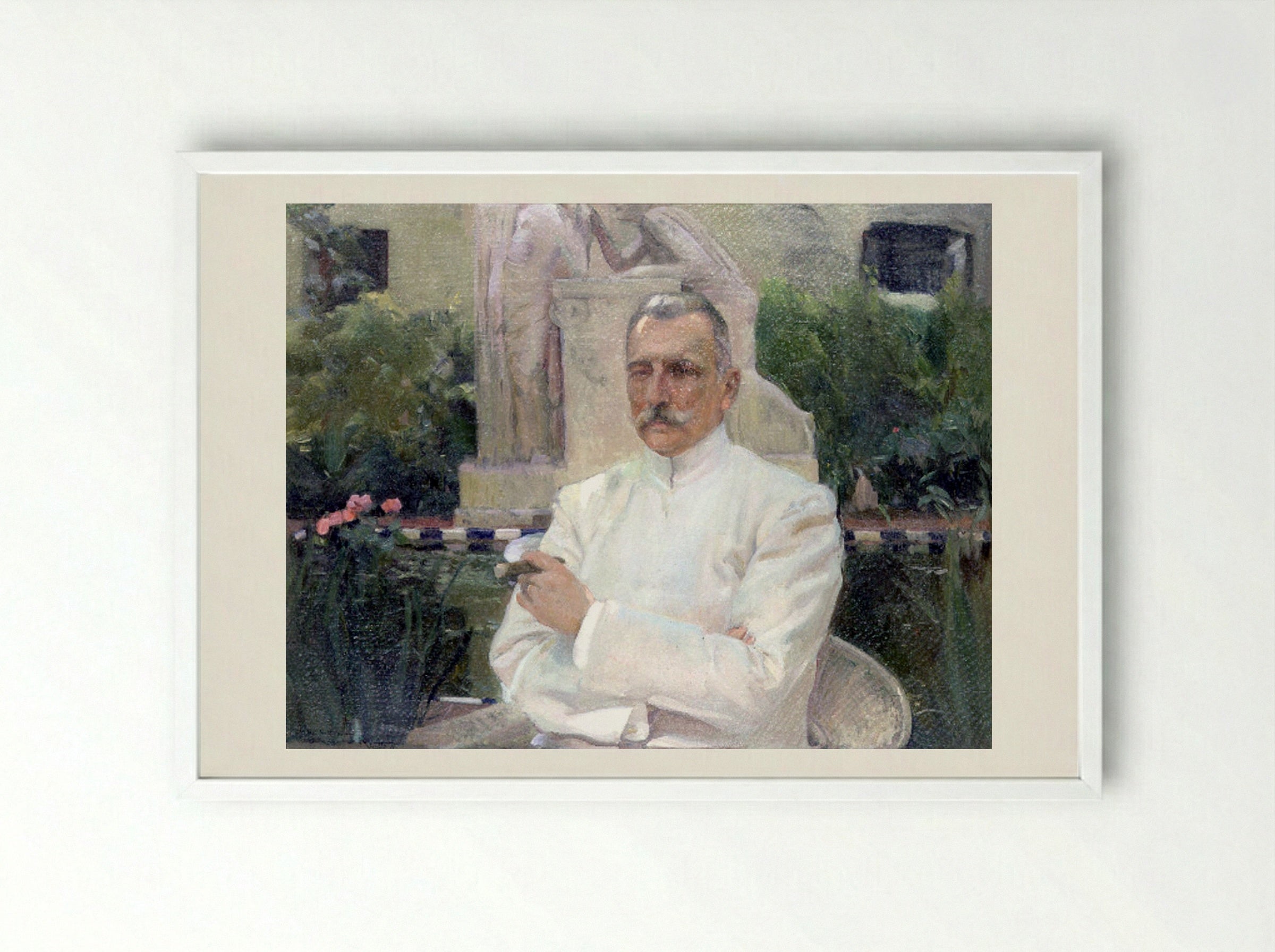 Portrait of D. Amalio Gimeno - Joaquín Sorolla - Framed Print White