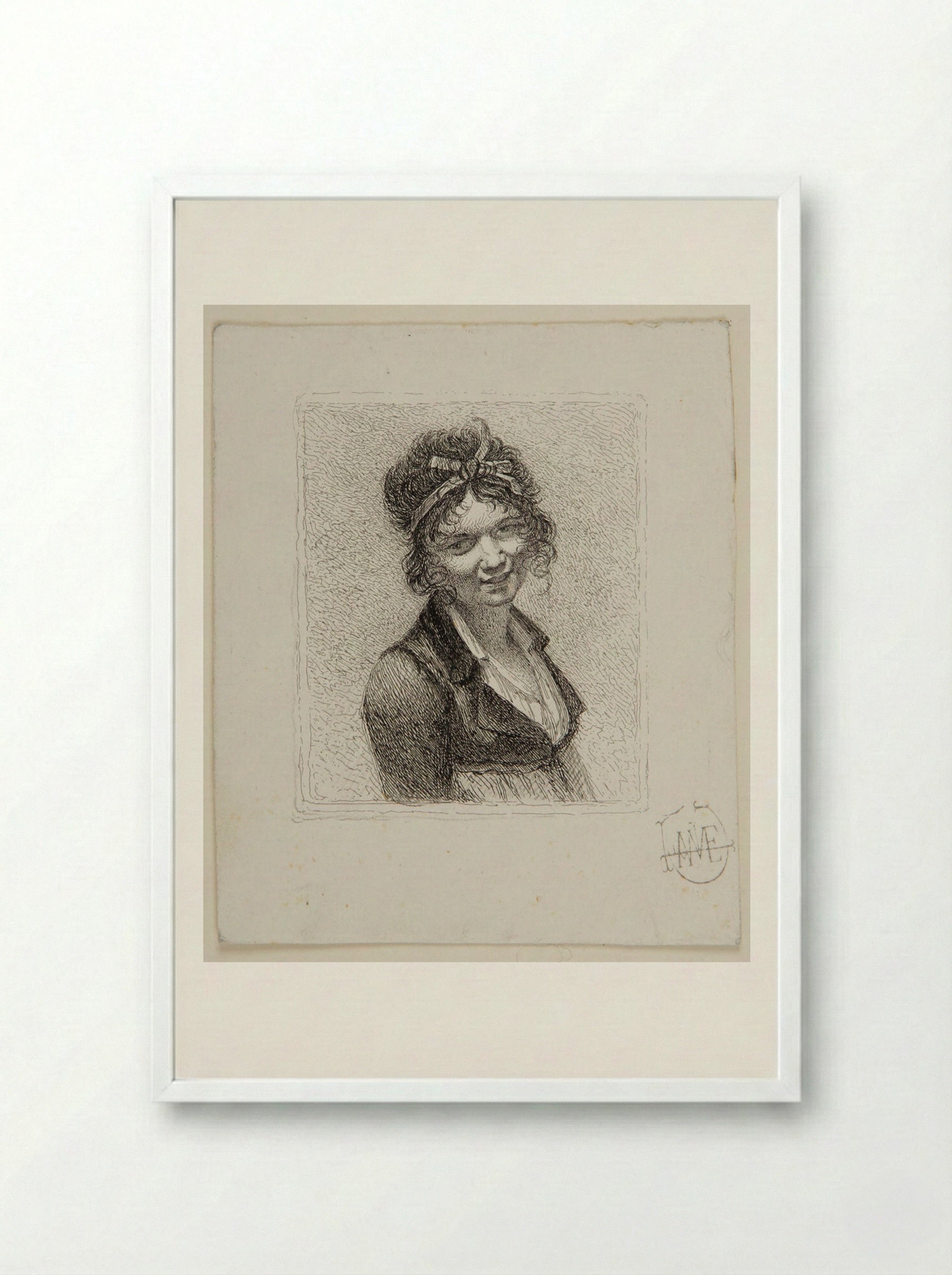 Portrait of Constance Mayer - Léopold Flameng - Framed Print White
