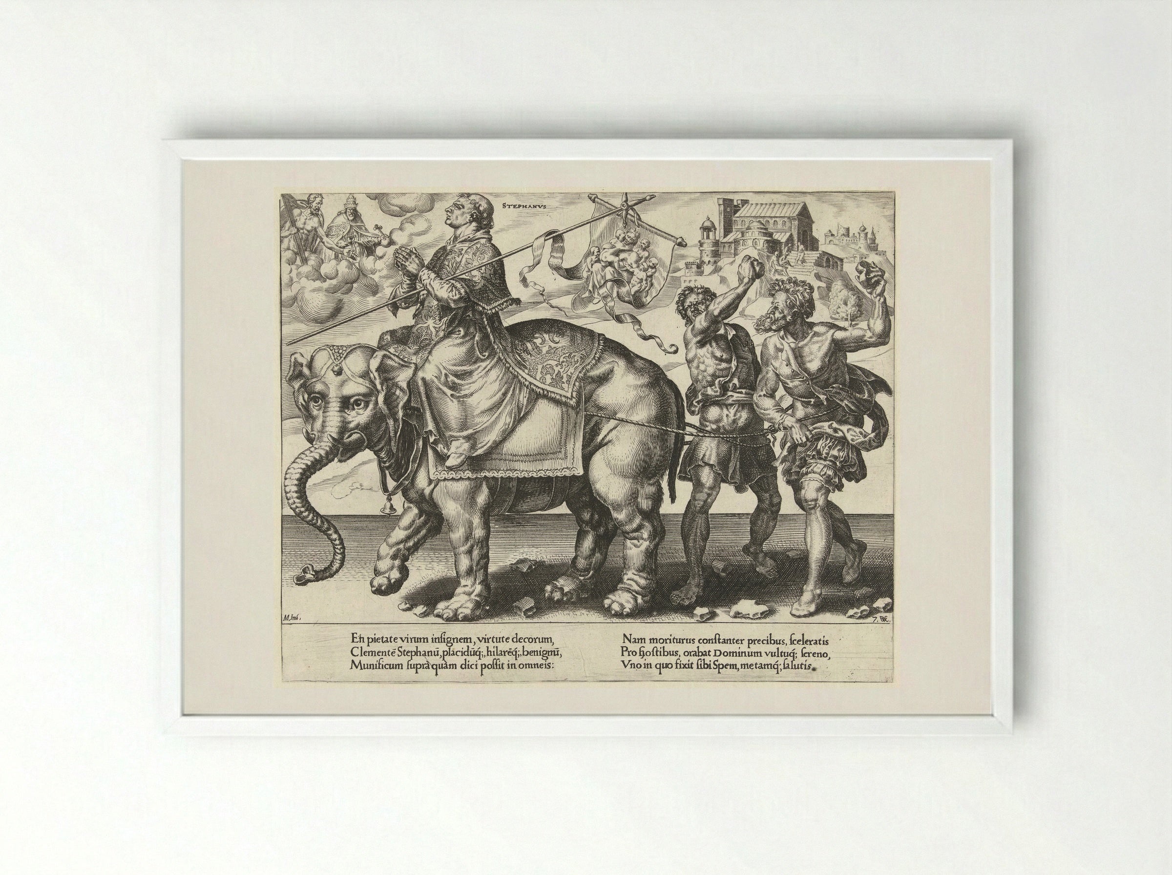 The Triumph of Saint Stephen - Hieronymus Cock - Framed Print White