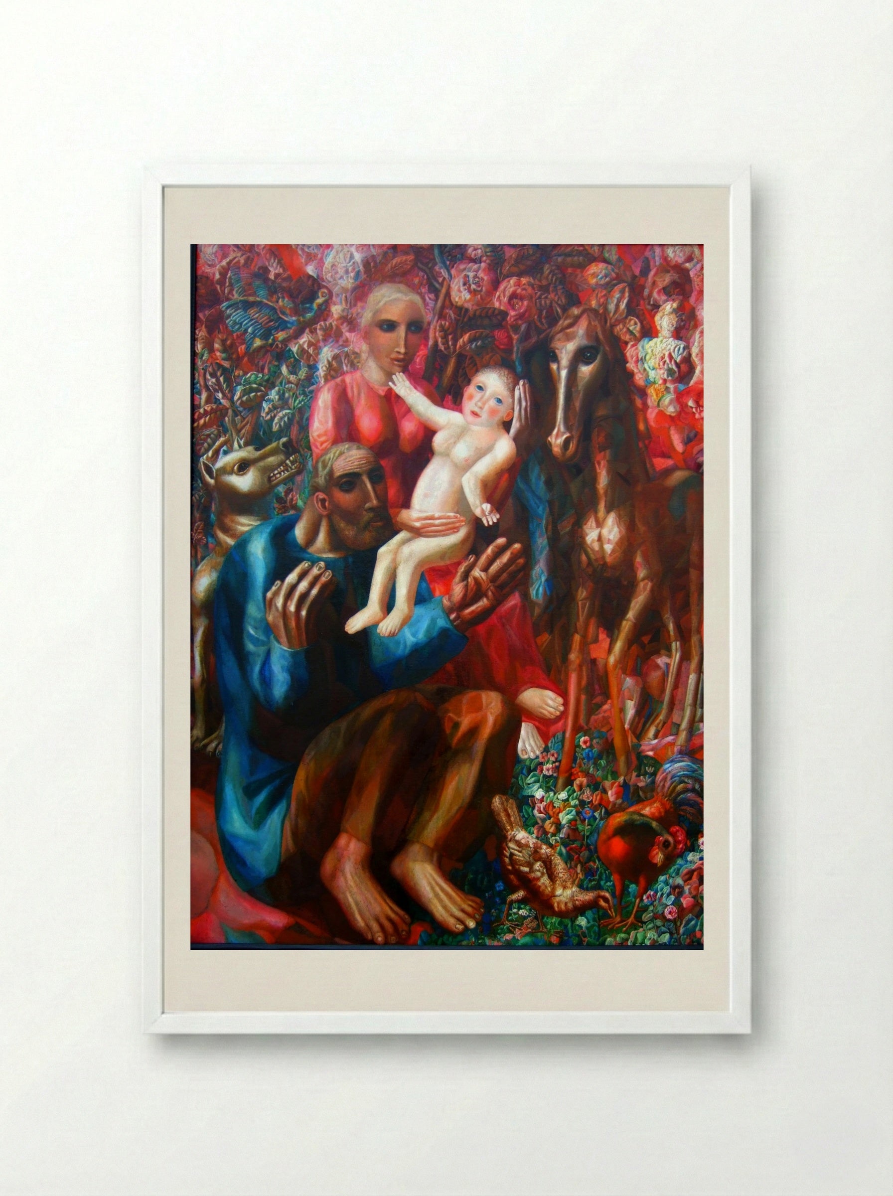 A Peasant Family (The Holy Family) - Pavel Filonov - Framed Print White