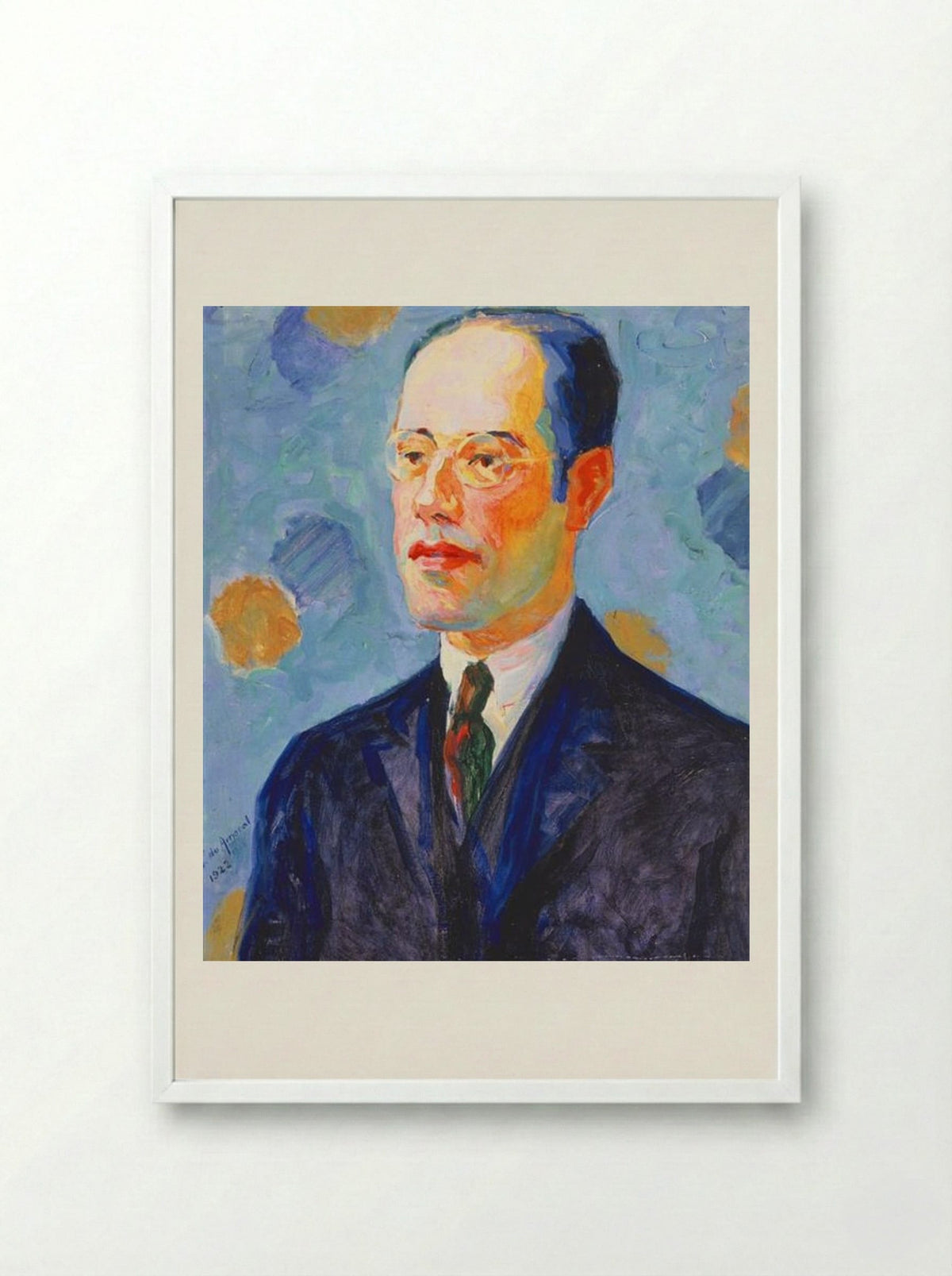 Portrait of Mário de Andrade - Tarsila do Amaral - Framed Print White