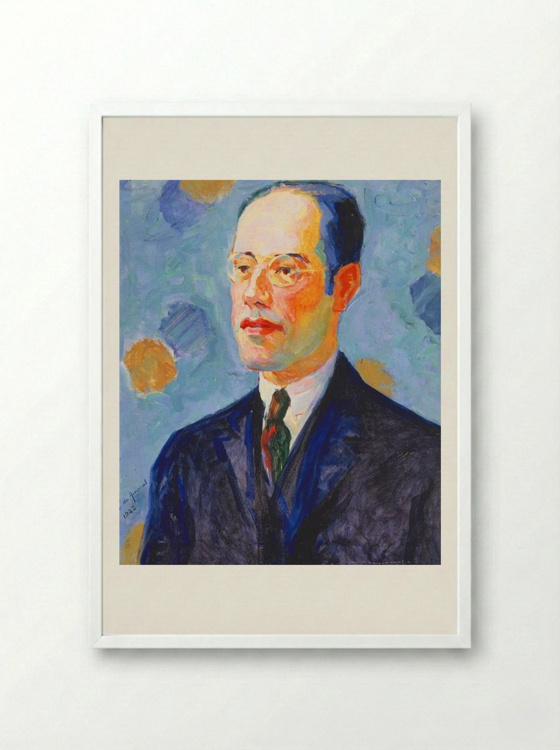 Portrait of Mário de Andrade - Tarsila do Amaral - Framed Print White