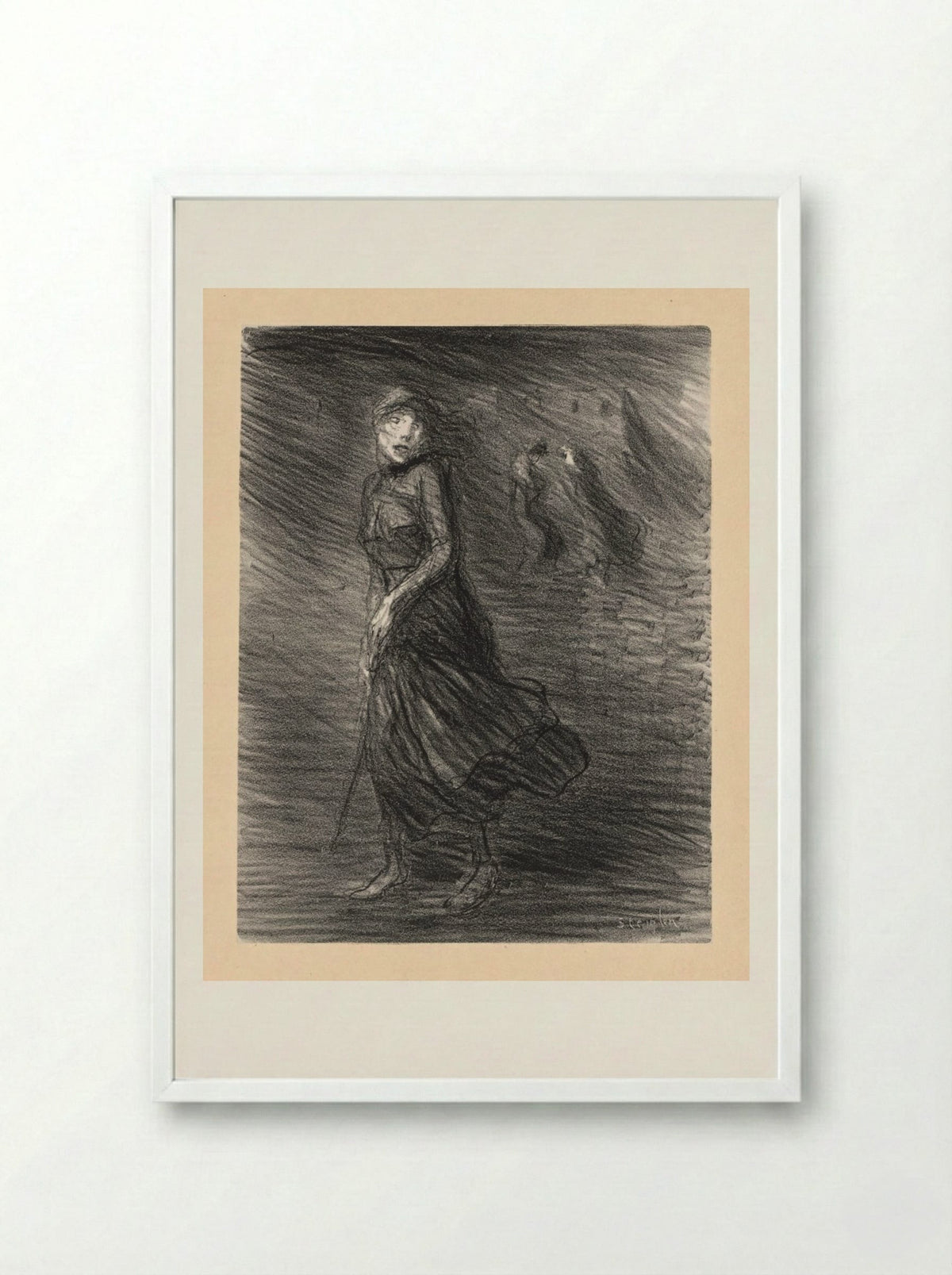 In the Street (Dans la Rue) - Théophile Alexandre Steinlen - Framed Print White