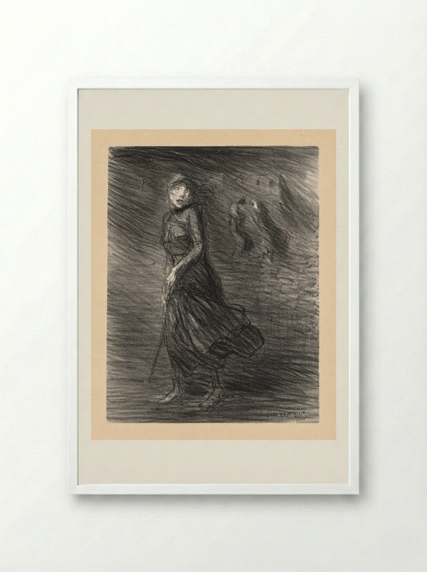 In the Street (Dans la Rue) - Théophile Alexandre Steinlen - Framed Print White
