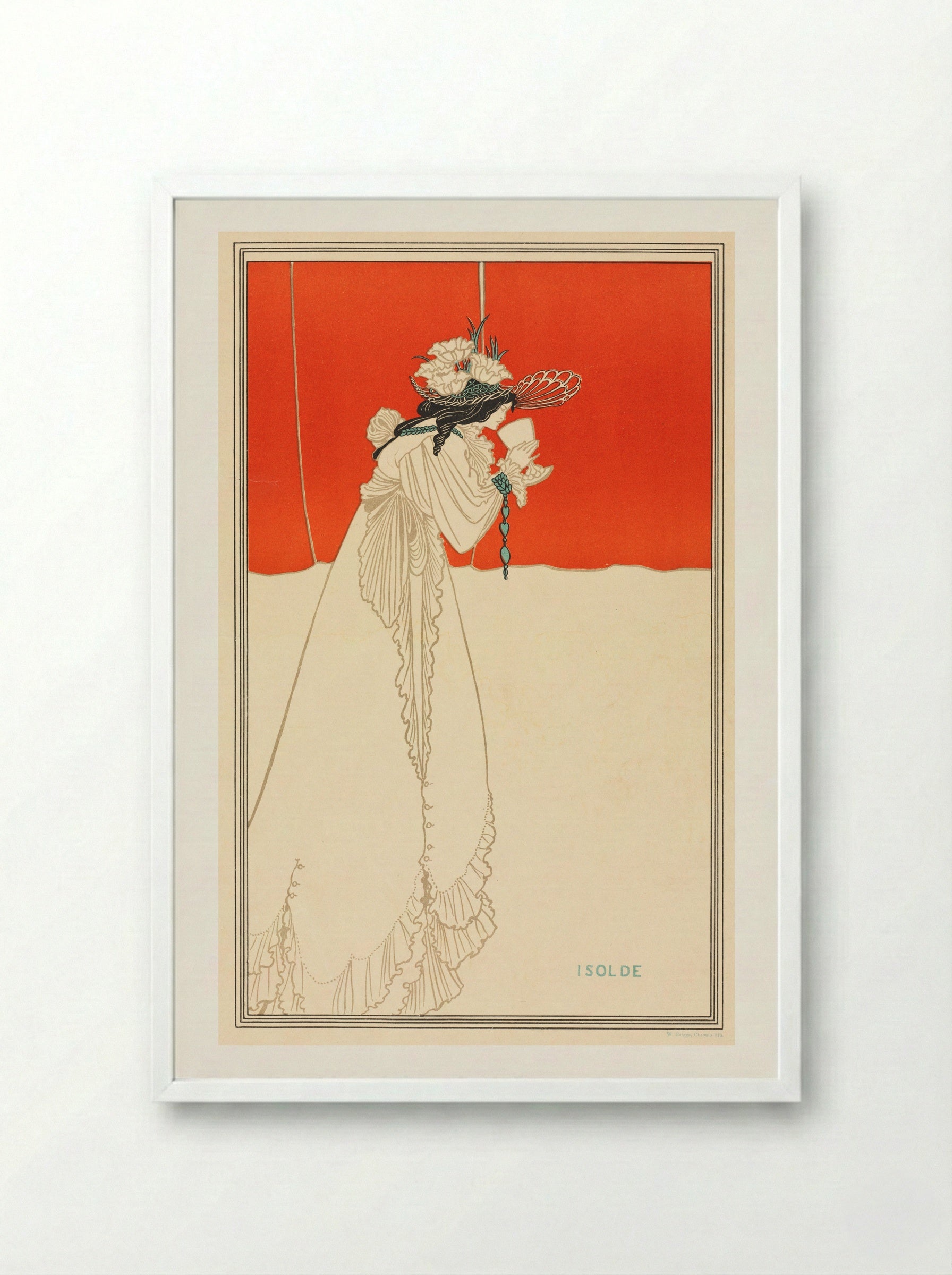 Isolde - Aubrey Beardsley - Framed Print White
