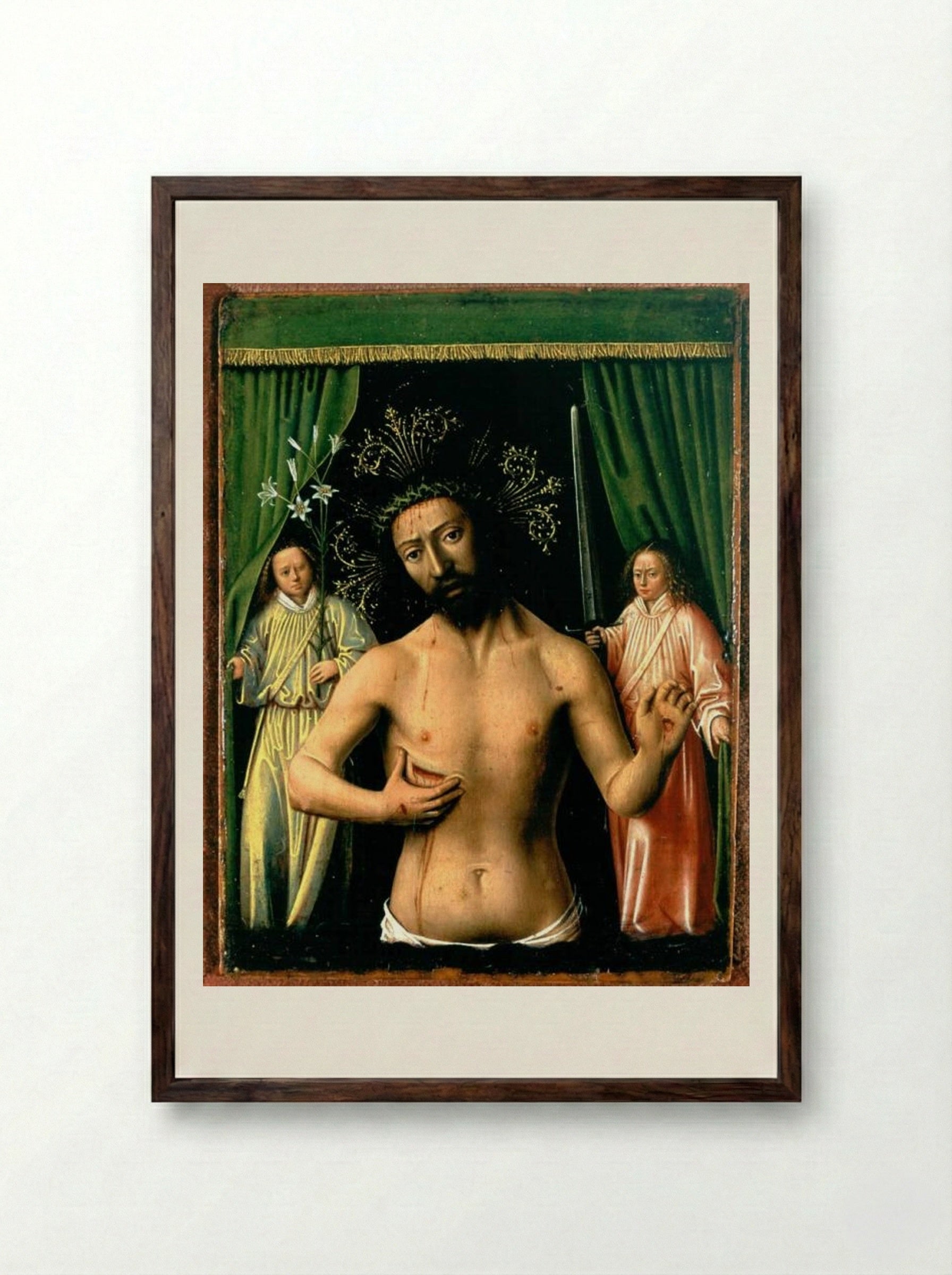 The Man of Sorrows - Petrus Christus - Framed Print Dark Wood