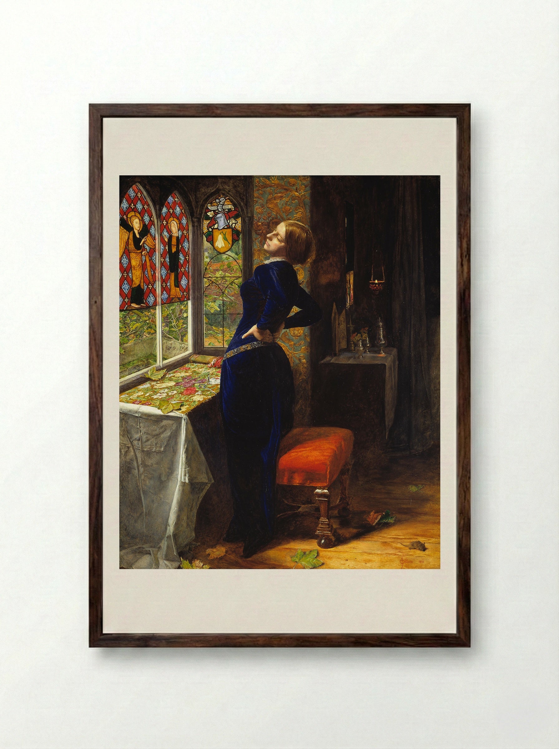 Mariana - John Everett Millais - Framed Print Dark Wood