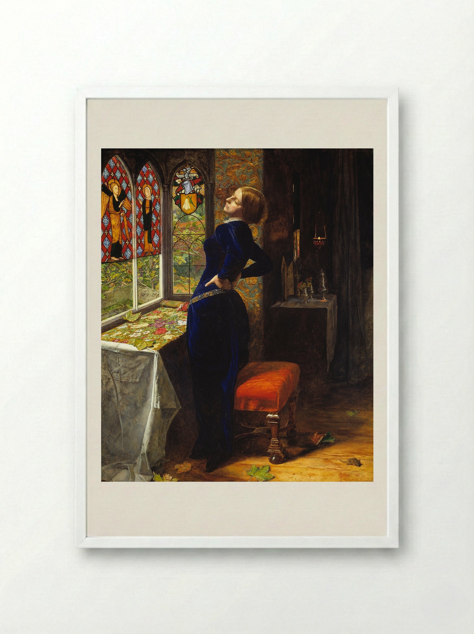 Mariana - John Everett Millais - Framed Print White