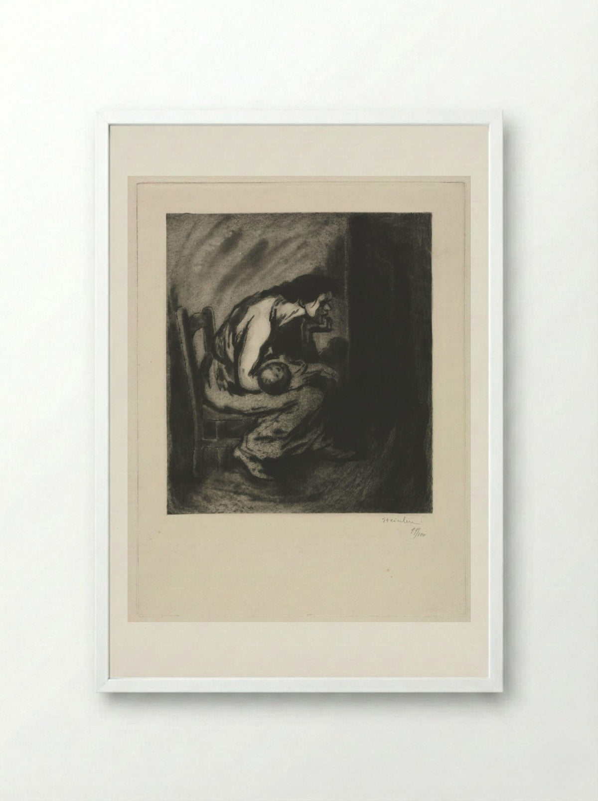 The Sick Child - Théophile Alexandre Steinlen - Framed Print White