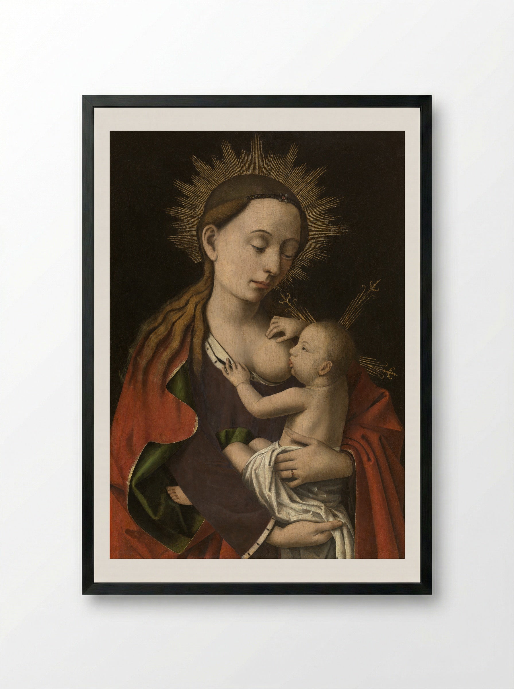 Madonna Nursing the Child - Petrus Christus - Framed Print Black
