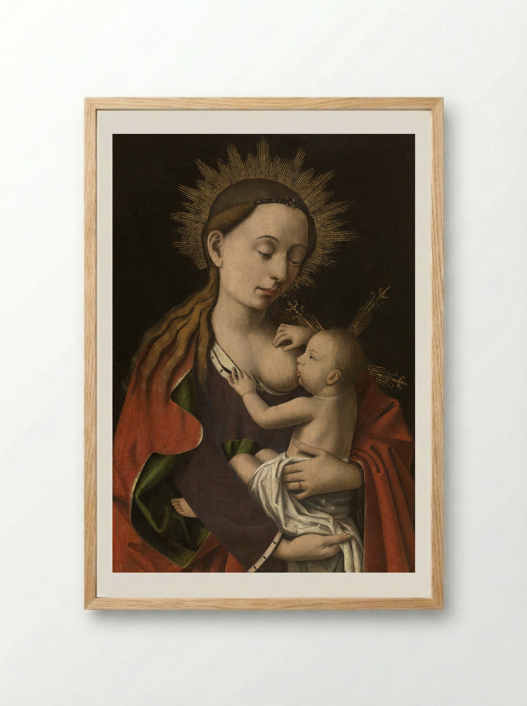 Madonna Nursing the Child - Petrus Christus - Framed Print Wood